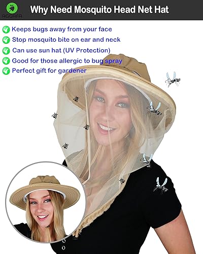 Miniatura 2 de AGGAFA Sombrero de red para cabeza de mosquito, la mejor solución para mantener los mosquitos y los insectos alejados cuando la jardinería pesca