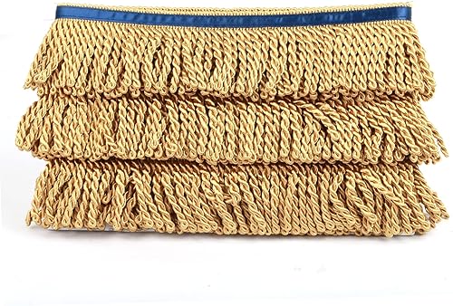 Miniatura 4 de Adornos y adornos de flecos de lingotes de 510 yardas x 2.5 pulgadas, adornos de tela para costura, decoración para ropa, flecos hebreos dorados con