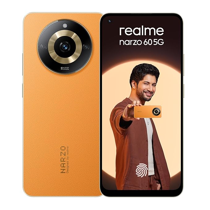realme narzo 60 5G (Mars Orange,8GB+128GB) 90Hz Super AMOLED Display | Ultra Premium Vegan Leather Design | with 33W SUPERVOOC Charger at Rs. 17999