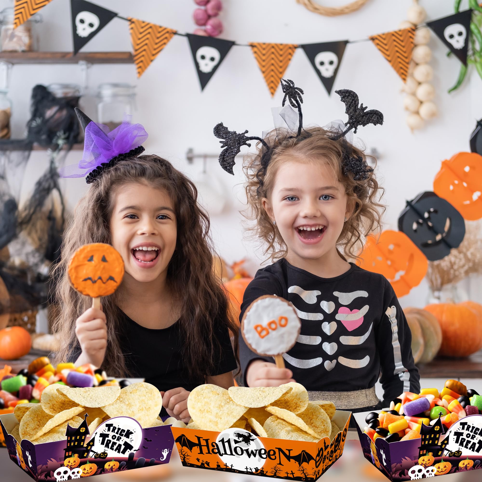 Caoekego 36 Pcs Halloween Snack Bowl Party Supplies?Halloween Food Trays for Halloween Birthday Party Baby Shower Wedding Dinner Decorations