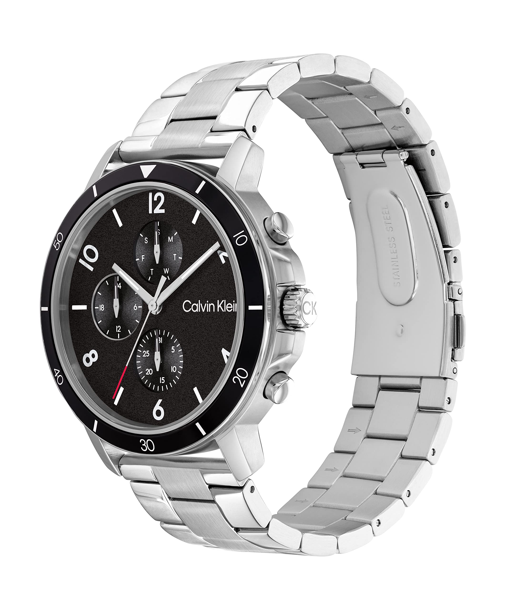 Calvin Klein Orologio analogico multifunzione al quarzo da uomo con cinturini in acciaio inossidabile o silicone