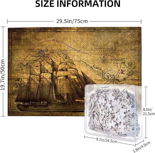 Miniatura 4 de Sailing Pirate - Rompecabezas de madera de 1000 piezas, decoración de habitación familiar, regalo para adolescentes y adultos.