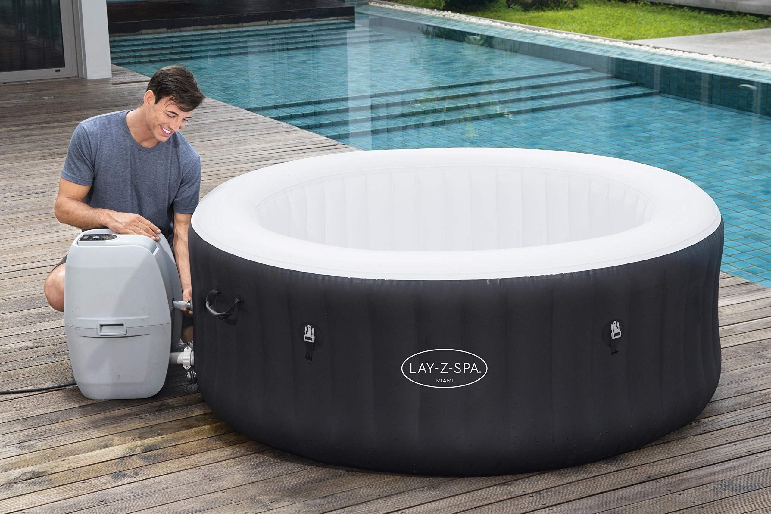 Bestway 60001 Minipiscina idromassaggio gonfiabile Miami Lay-Z-Spa AirJet