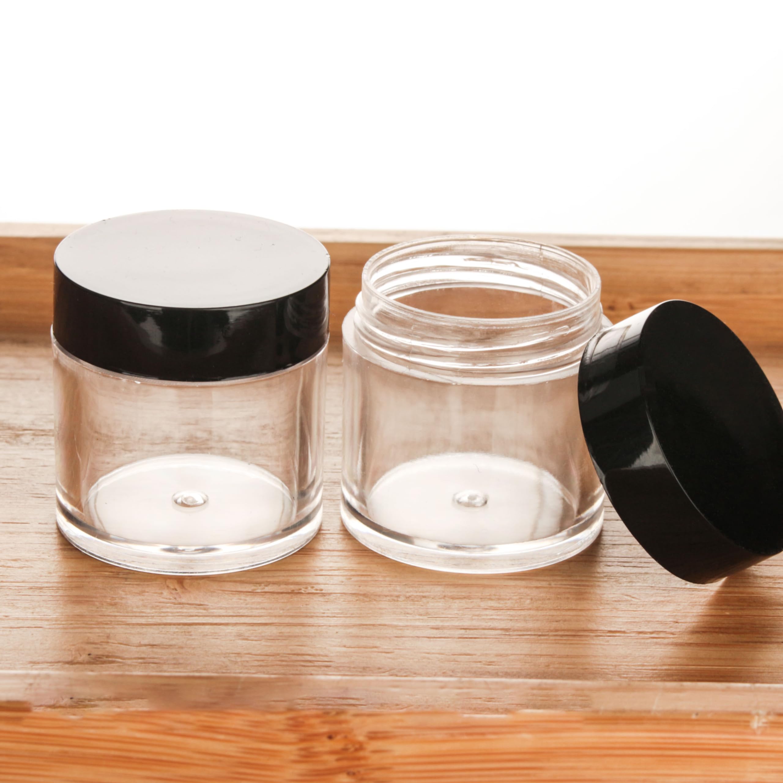 COSIDEA 24 barattolini contenitori vuoti in plastica, rotondi, da 10 g, neri; barattoli per glitter per unghie, contenitori per refill di cosmetici, confezione da 24 pezzi