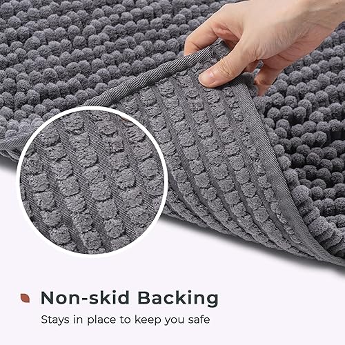 Miniatura 5 de FRESHMINT - Tapete de baño de felpilla antideslizante, 32 x 20 pulgadas, lavable y suave, tapete para suelo de baño y bañera, pelo suave y