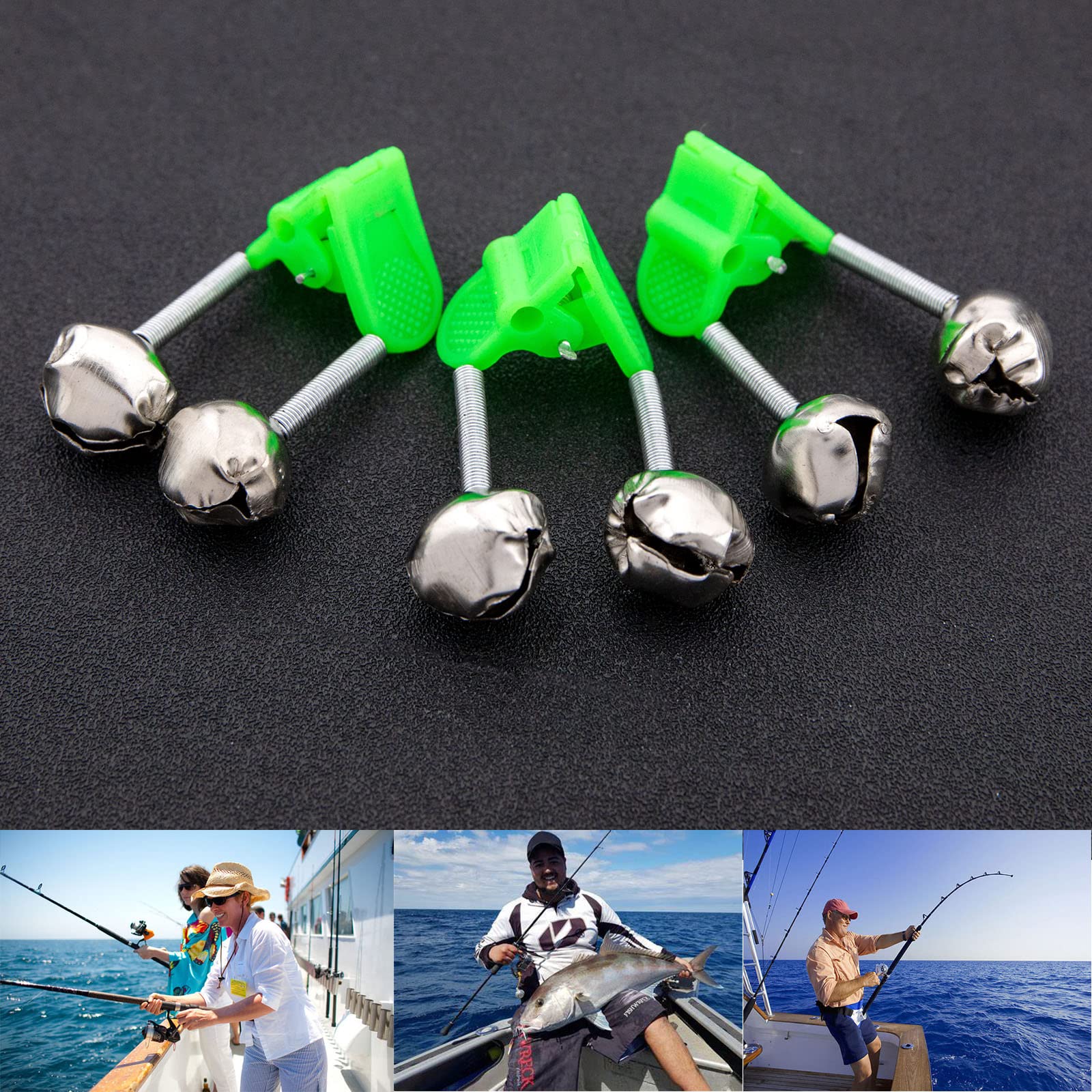 Bell Rod Jaw Jacker Fishing Rod Alarm Bell - Dual Alert Clip With Glow Stick ...