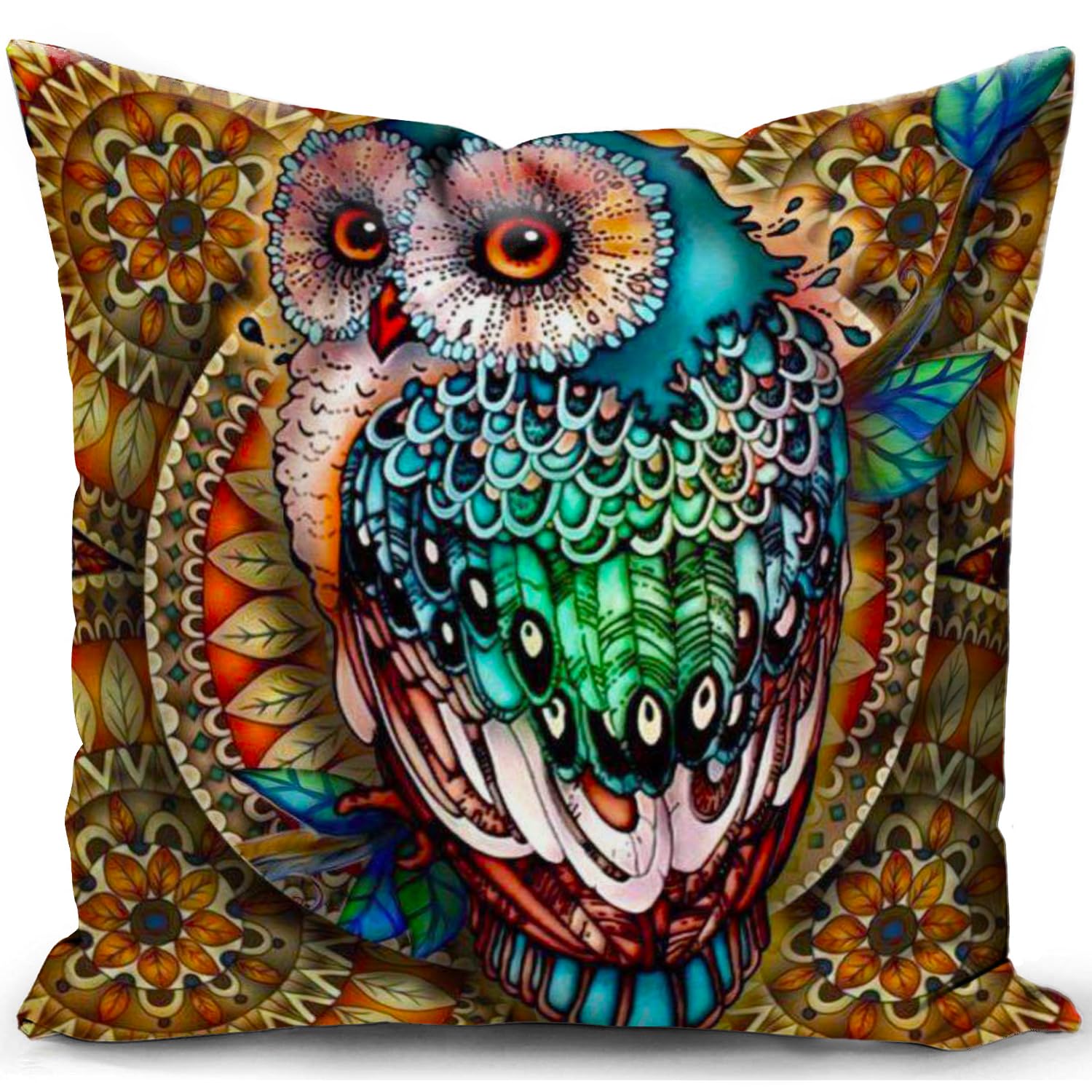 KUNQIAN Cushion Cover Owl Gifts for Women Animal Ornament Pillow Decor or Home Livingroom Couch Bed Sofa Decorate 18"x18"(45x45cm)
