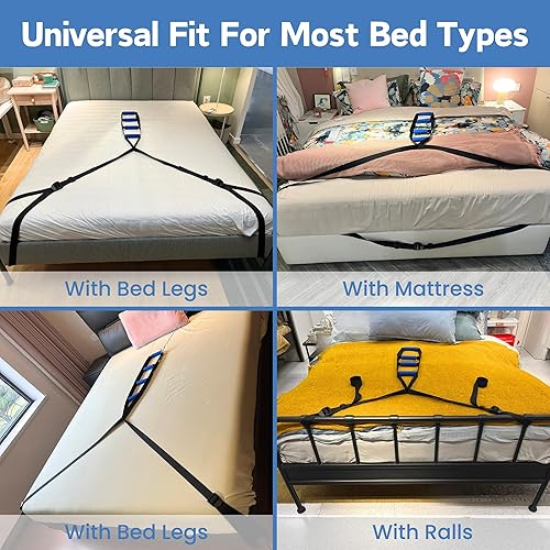 Miniatura 7 de Asistencia de escalera de cama para personas mayores, ayudante para sentarse de 160 pulgadas con 4 asas antideslizantes, dispositivo de asistencia