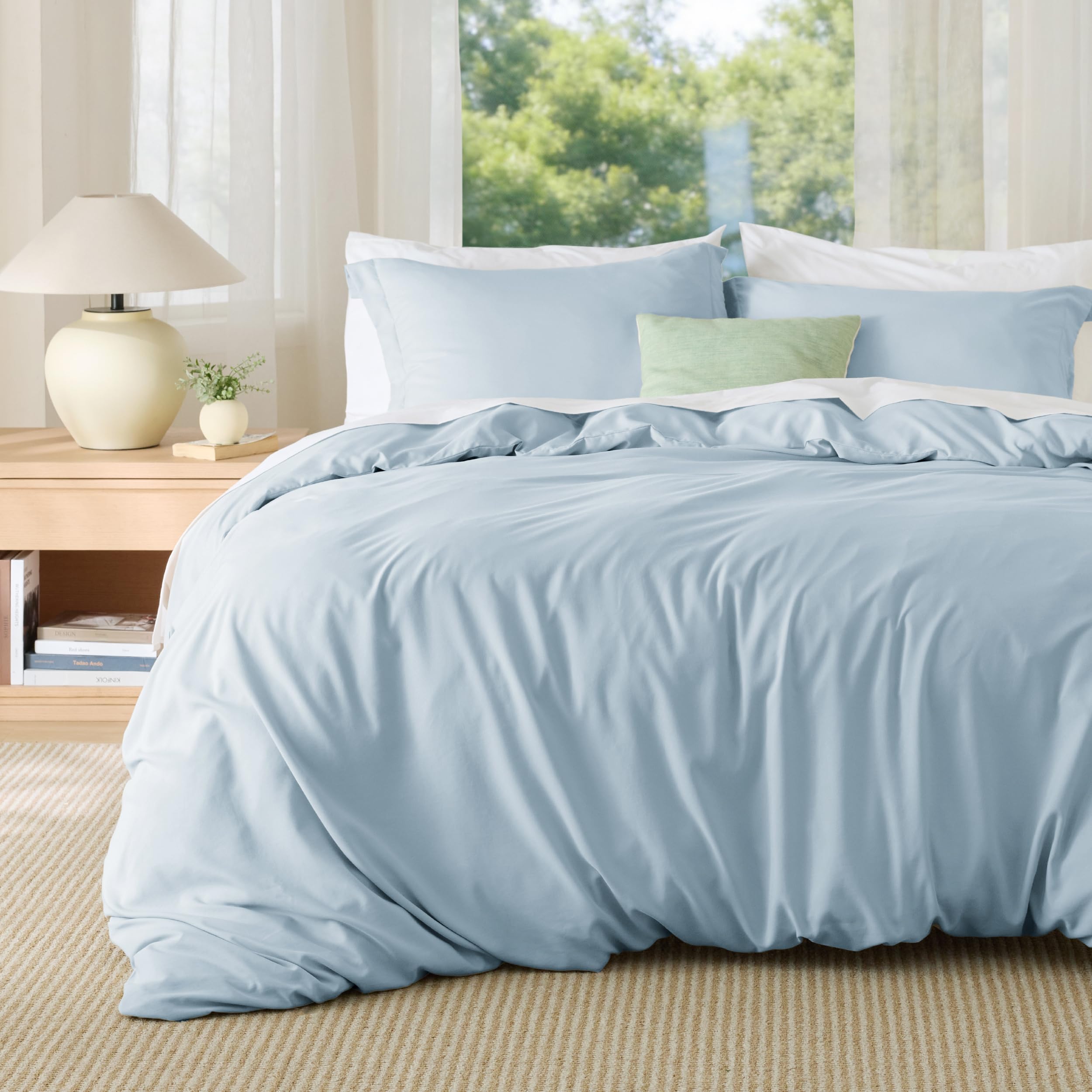 Bedsure Cal King Duvet Cover, Double Brushed Bedding Set, Light Blue, 3Pcs