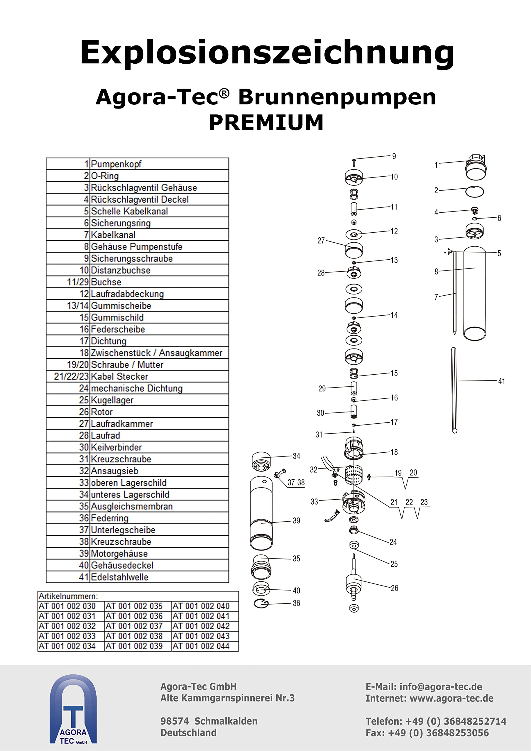 Agora-Tec 4 Zoll Tiefbrunnenpumpe PREMIUM 370W - Sandresistent Bis 90m Tiefe