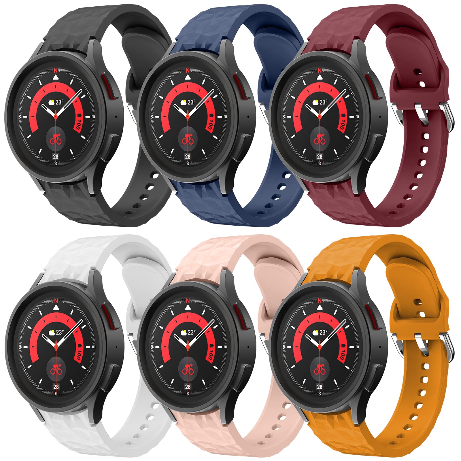 Galaxy Watch 5 Bands 44mm 40mm/Watch 5 Pro 45mm Bands, Sport Bands Compatible for Samsung Galaxy Watch 4 40 44mm/Galaxy Watch 4 Classic 42 46mm Straps, 20mm Adjustbale Soft Silicone Replacment Wristband for Women Men Girl