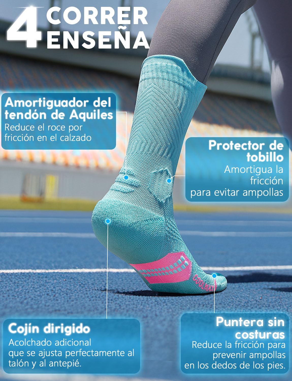 Juclise Calcetines de compresión de viscosa de bambú para correr, calcetines que absorben la humedad, antiampollas, para senderismo,ciclismo