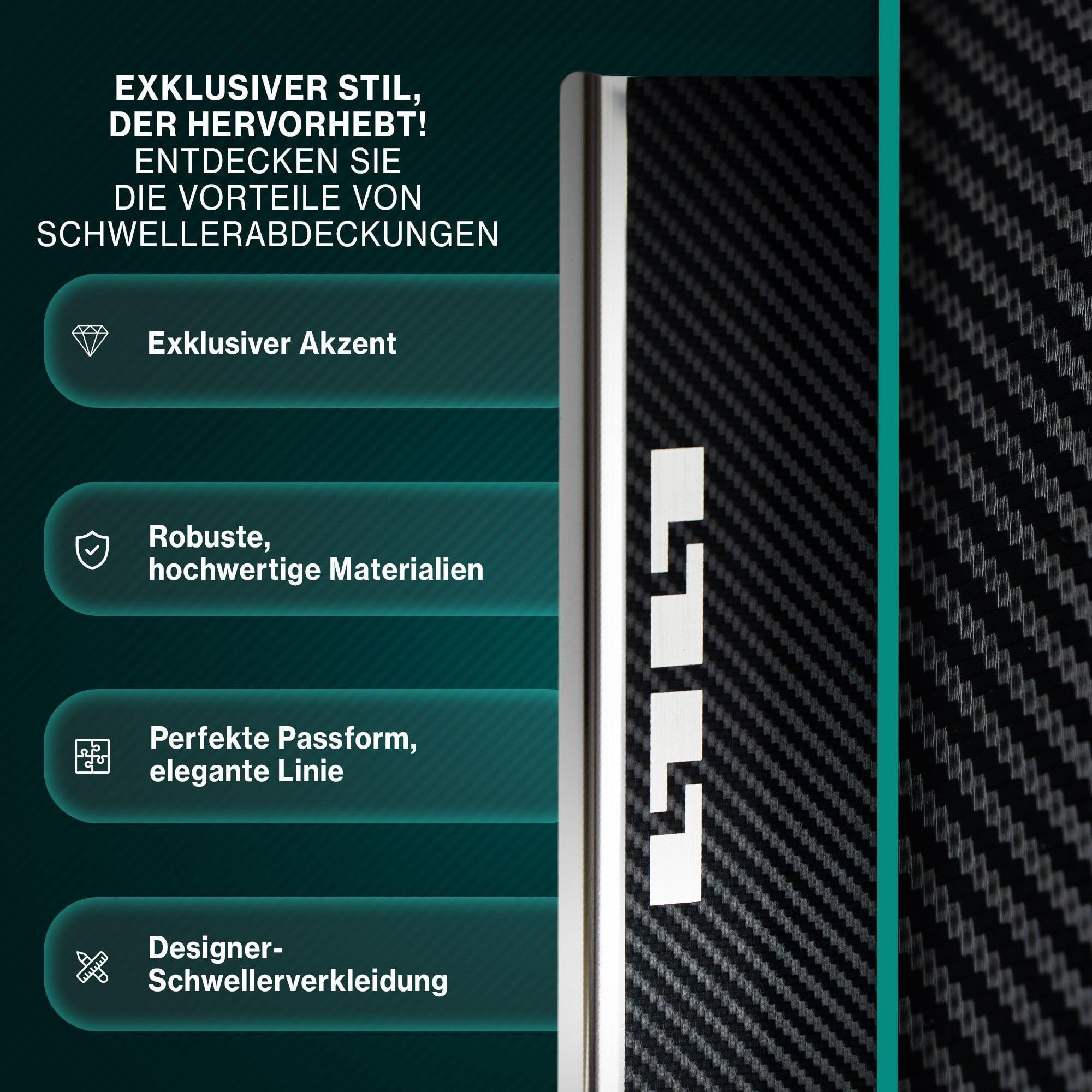 CHROMEMASTER | Einstiegsleisten Edelstahl Kompatibel mit Ford Kuga III 2020+ | Rostfreier Stahl; Kratzschutz für Türschweller-Auto Zubehör Selbstklebend: 4 Stk.-teiliges Set