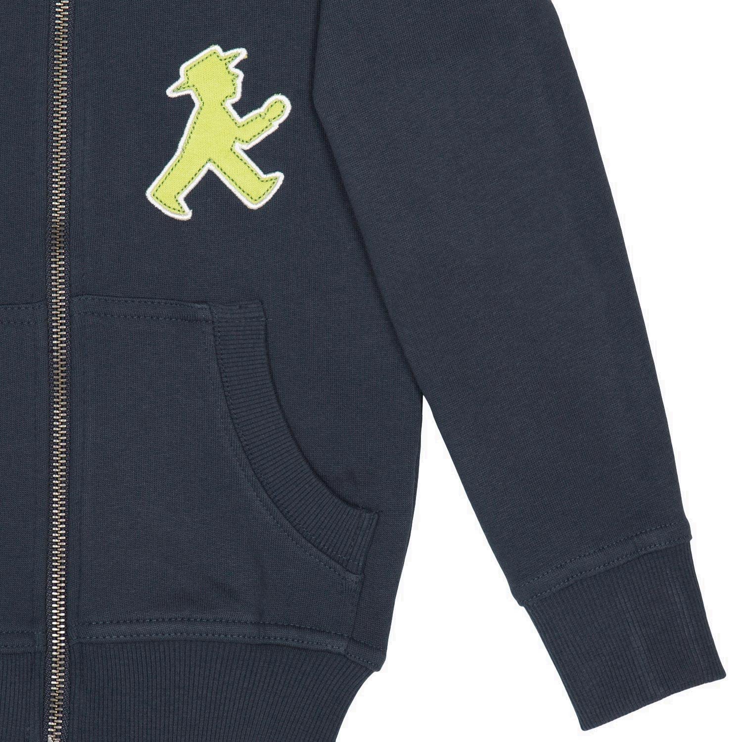 AMPELMANN Kleiner Demonstrant | Kapuzen-Jacke Kids dunkelblau| aus 100% Bio Baumwolle mit Geher & Steher