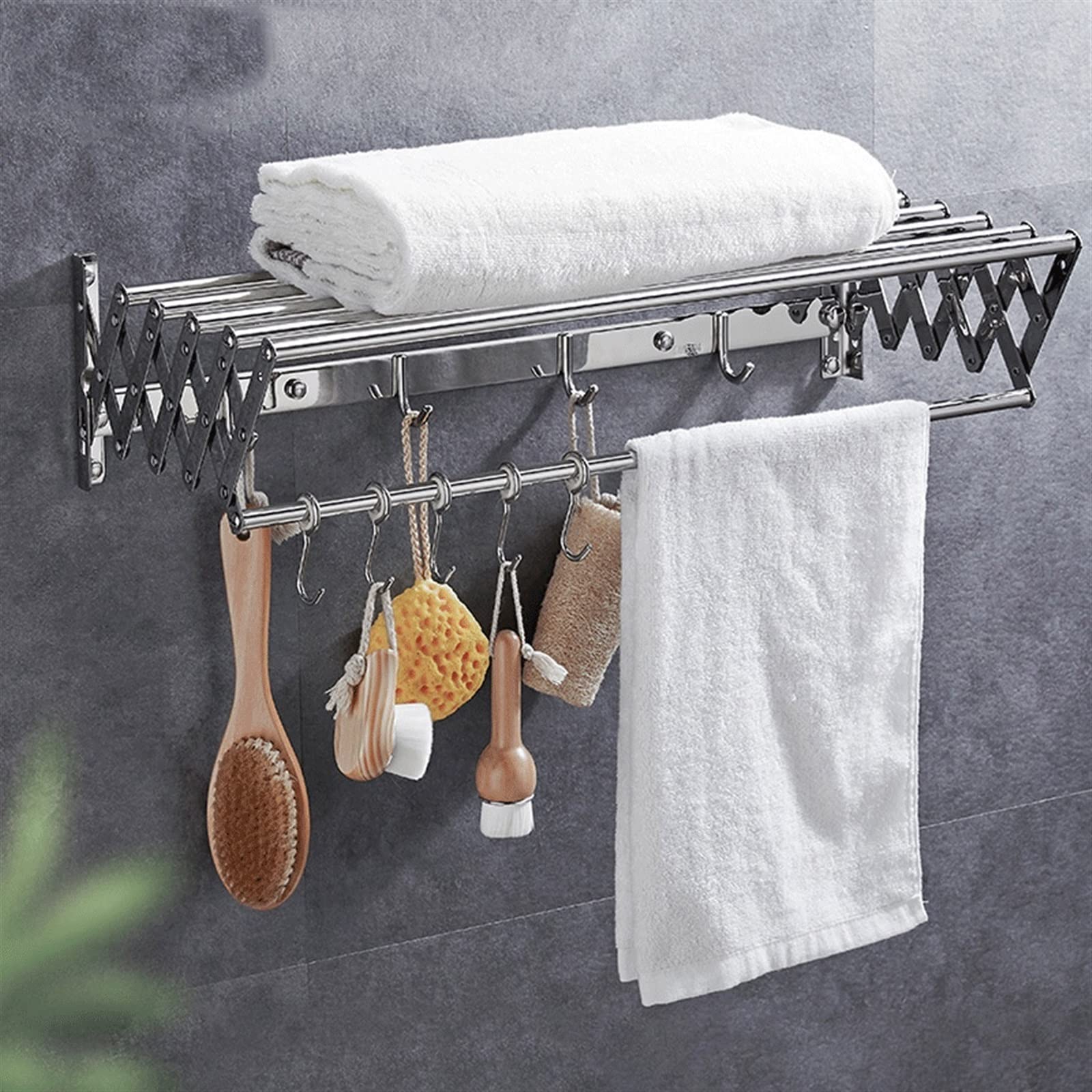 Ausziehbarer, Klappbarer Wäscheständer Zur Wandmontage, Wäscheständer, Handtuchhalter, Badezimmer-Wäscheständer, Platzsparend, Elegant, Einfarbig, 80 cm