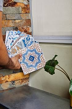 スペインのモザイクトレー 再販1・受注制作】彫刻柄タイル＊モザイクタイルトレー タイル