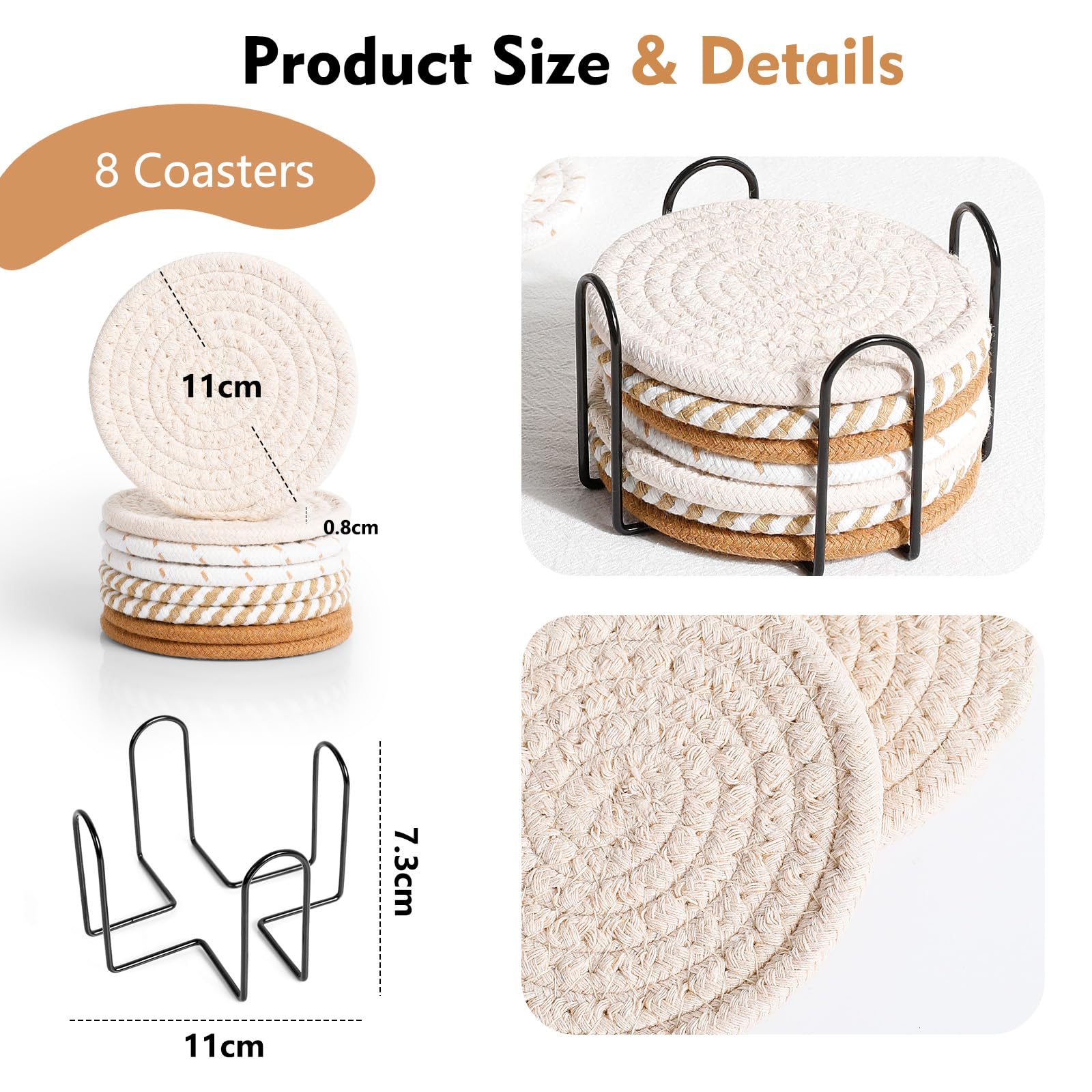 Compra Posavasos Tejidos De Algodón Para Sala De Estar, 8 Unidades, Redondos, Absorbentes, Hechos A Mano, Resistentes Al Calor, Almohadillas Calientes Para Decoración Del Hogar, Protección De Mesa En