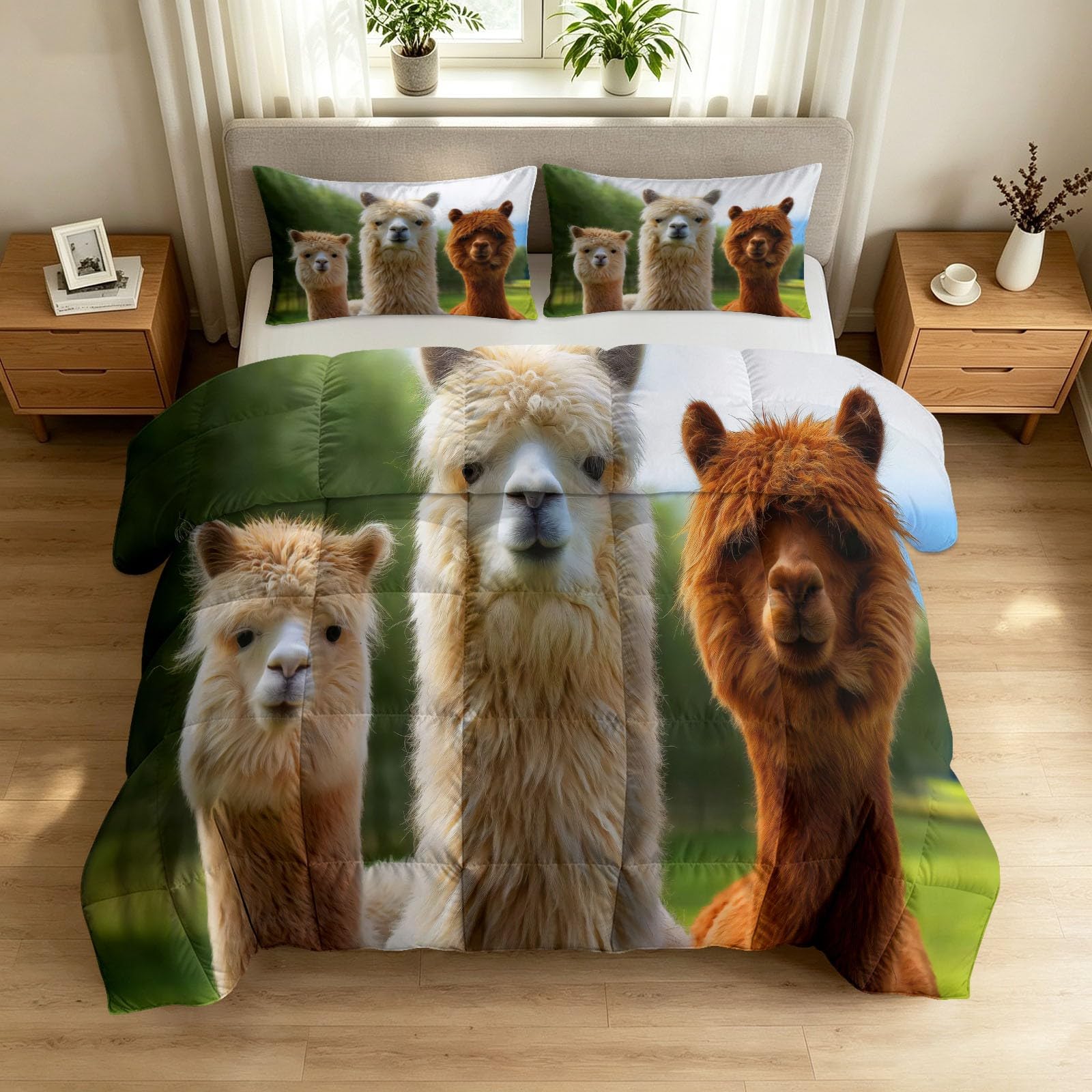 Edredón transpirable de alpaca 155 x 220 cm cálido y lavable con dos fundas de almohada
