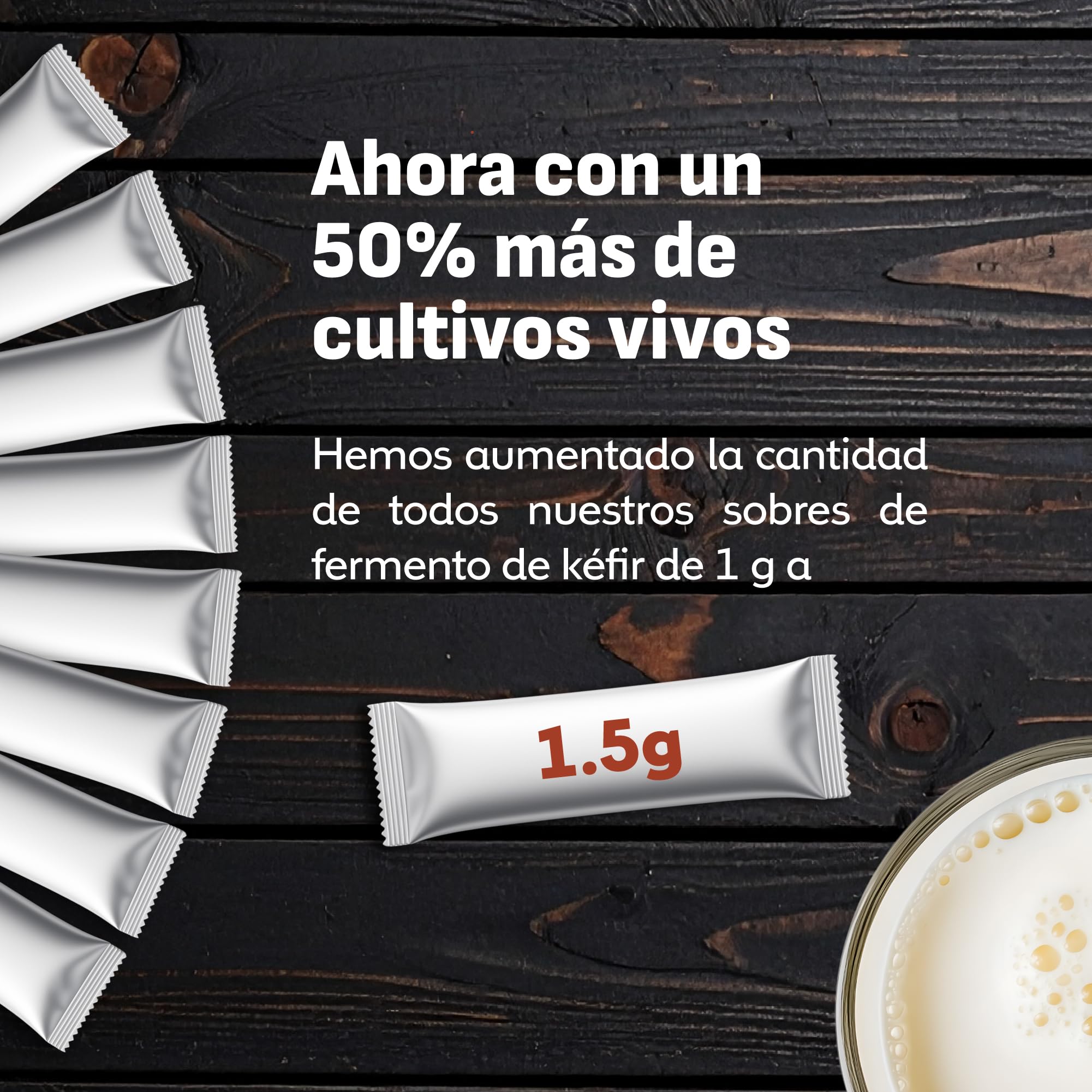 Coolinario Fermentos para Kéfir 5 Sobres 1.5g Cultivos Casero Probióticos Vivos Sin OGM Sin Conservantes Sin Gluten