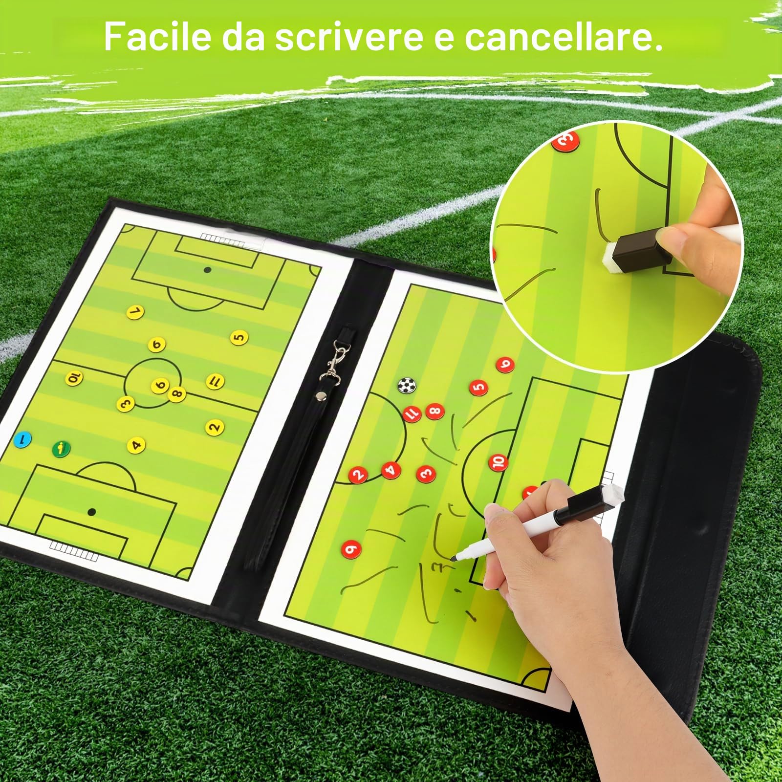 KEWUZY Coaches Lavagna Tattica, Calcio Allenatore di Board, Lavagna Tattica Calcio, con Matite e Magneti, per Insegnare e Formazione di Calcio