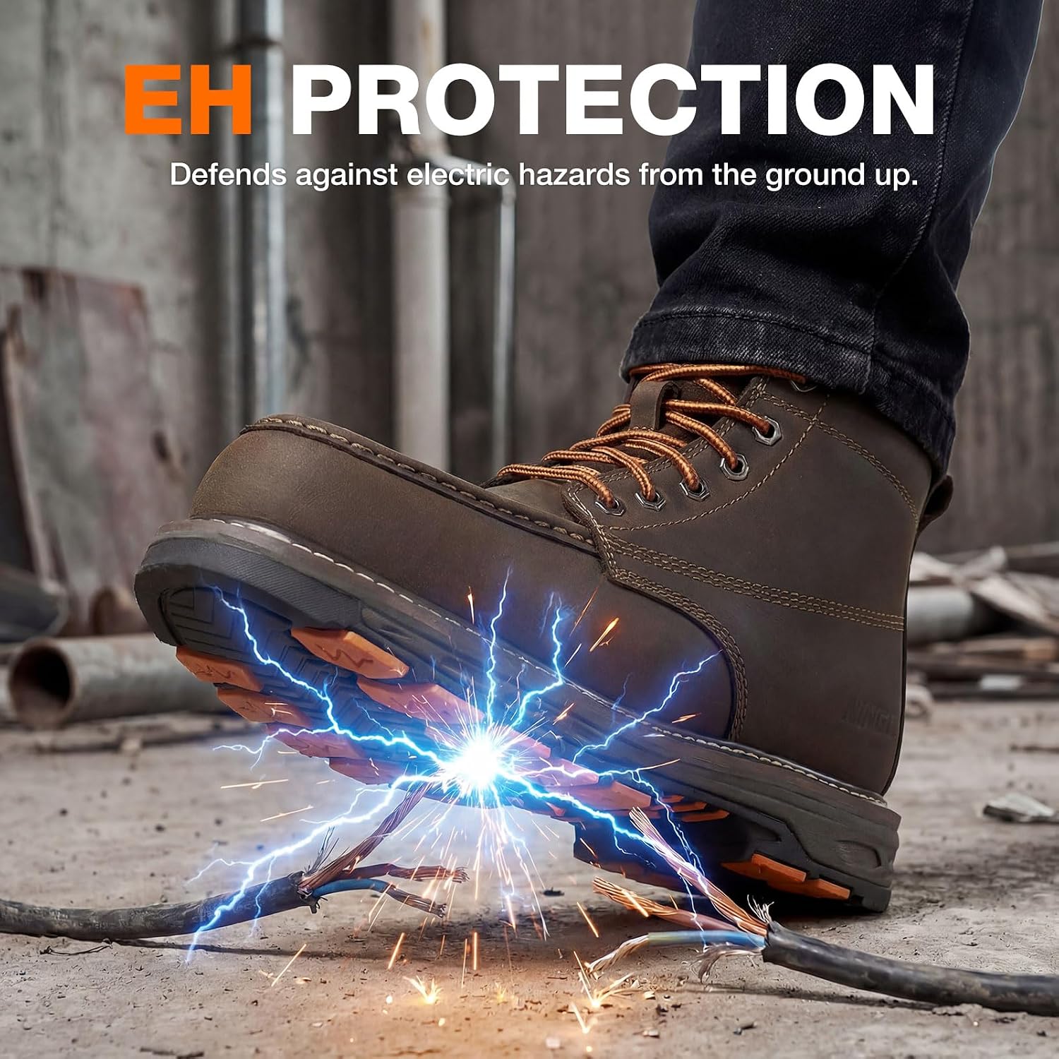 NINGO Soft Toe Work Boots for Men, Non Slip Moc Toe Boots, Comfortable botas de trabajo with Water & Oil Resistant, EH Protection, Goodyear Welt Construction for Warehouse, Welding & Casual Wear
