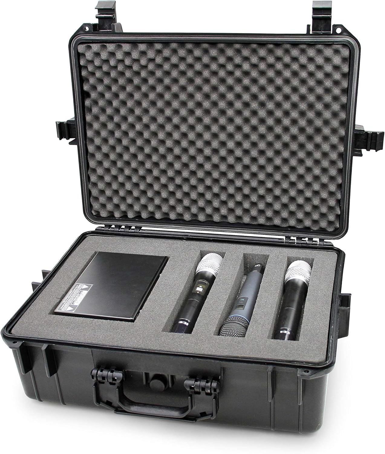Studiocase 23 inch Customizable Wireless Microphone System Hard Case fits Sennheiser, Shure, Audio-Technica, Nady, VocoPro, AKG Receiver, Body Transmitter, UHF Headset, Lavalier and Handheld Mics