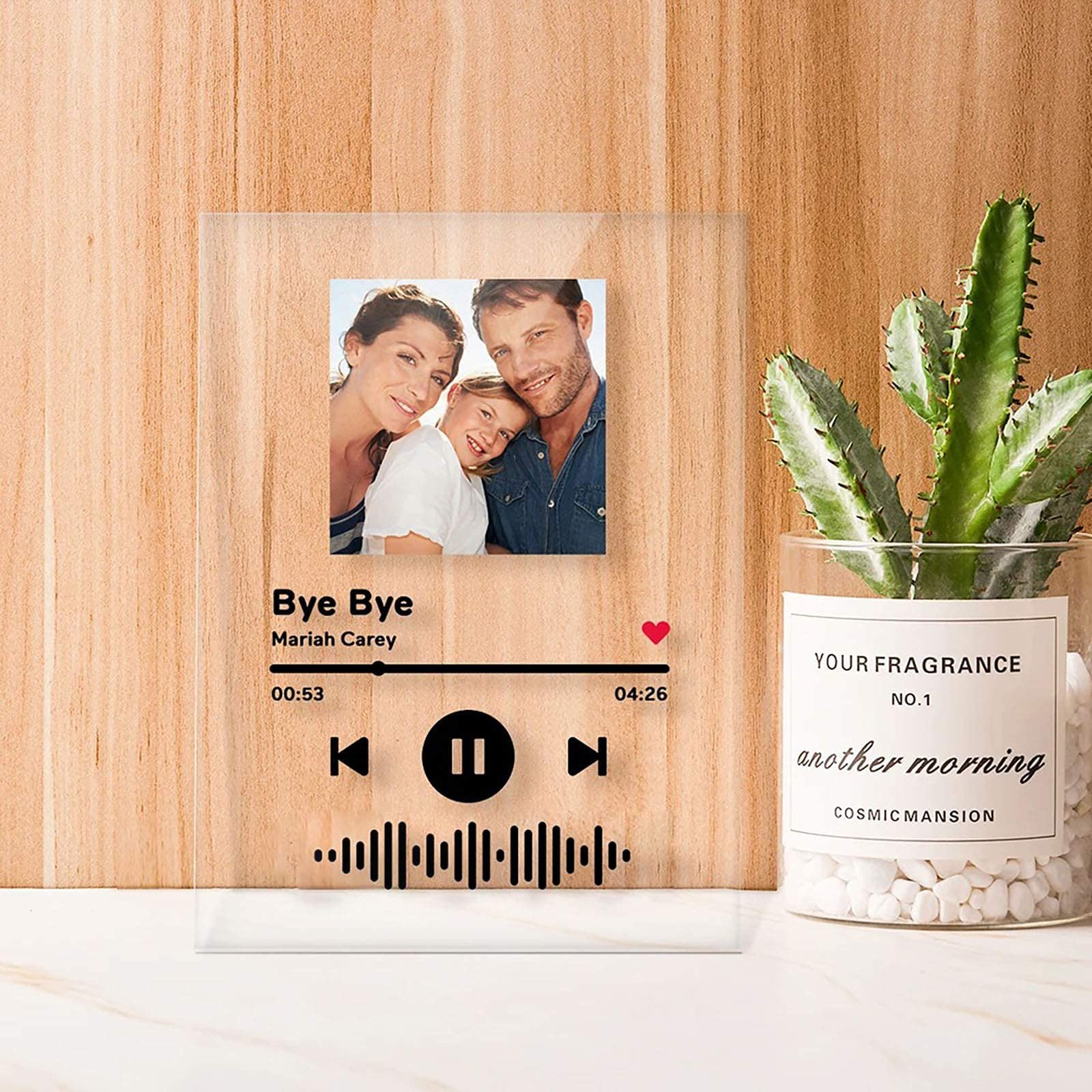 Personalisiertes Spotify Code Nachtlicht Aus Acryl - Mit Foto & Scannbarem Song, Geschenk Für Musikliebhaber