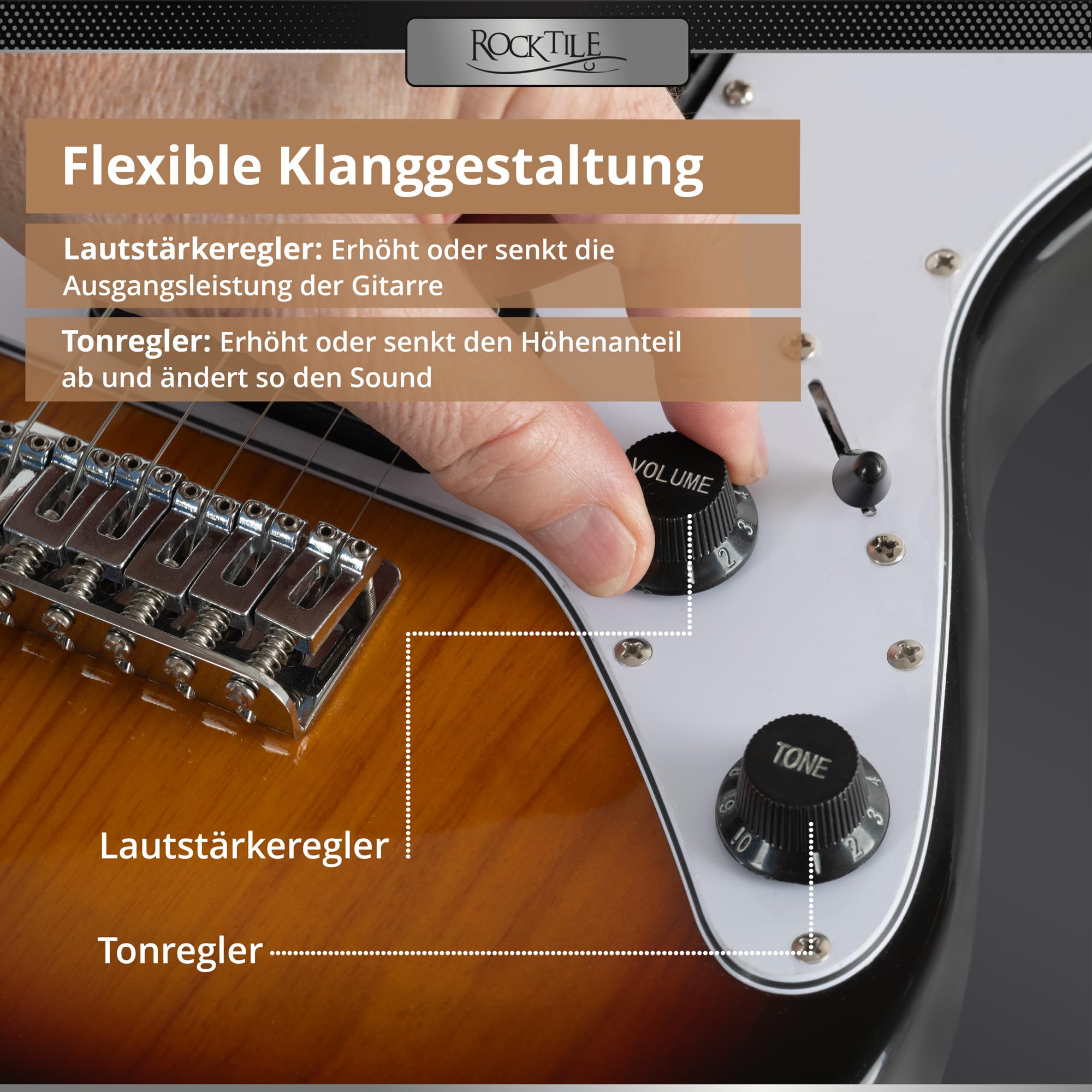 Rocktile Youngster YS-1SB 3/4 E-Gitarre Sunburst, Allgemein, Modell: YS-1SB | Geeignet von ca. 6 bis 12 Jahren, Gewicht: 2, 4 kg, Anzahl Saiten: 6, Orientierung: Rechtshänder, Inklusive Gitarrenkabel