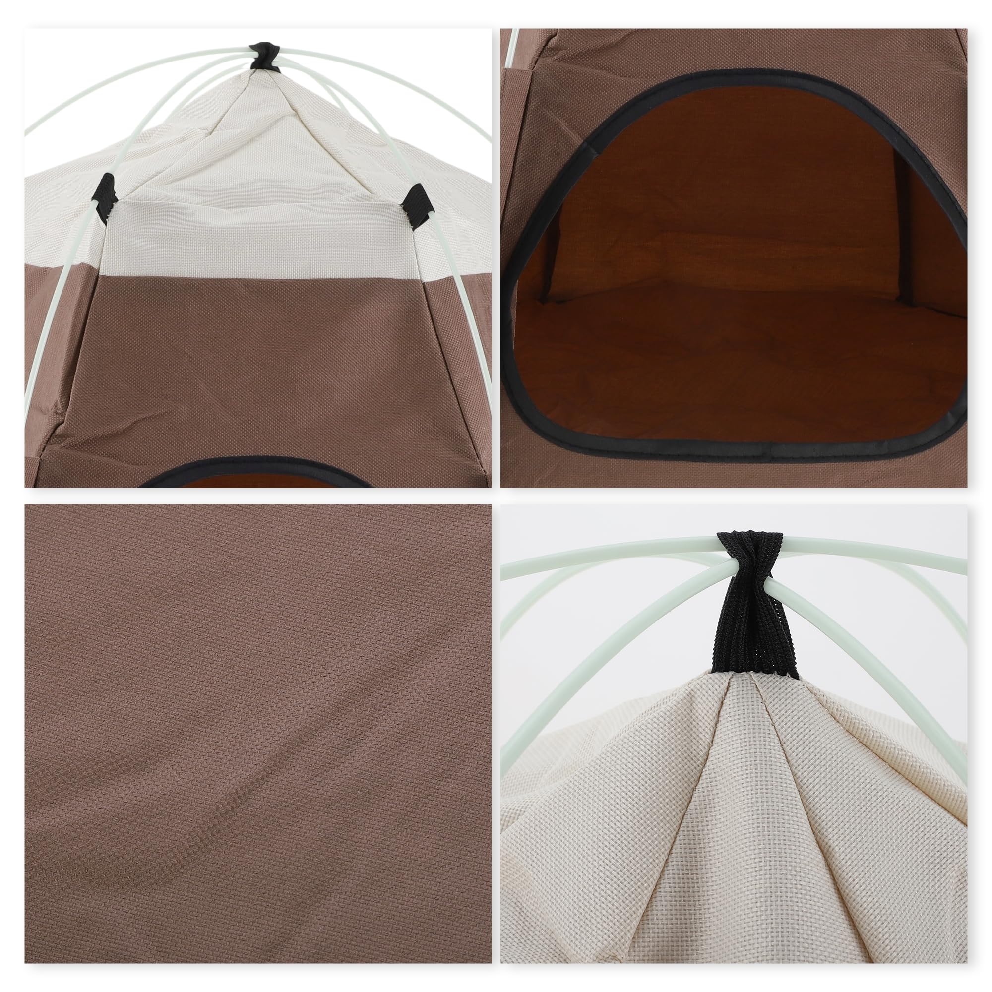 Faltbares Katzenzelt Braun 1pc Für Innen Und Außen Oxford-Stoff