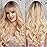 HAIRCUBE Ombre Blonde Wigs with Bangs Synthetic Women\'s Wig Long Wavy Layered Heat-Resistant Wig for Daily Use Natural and comfortable