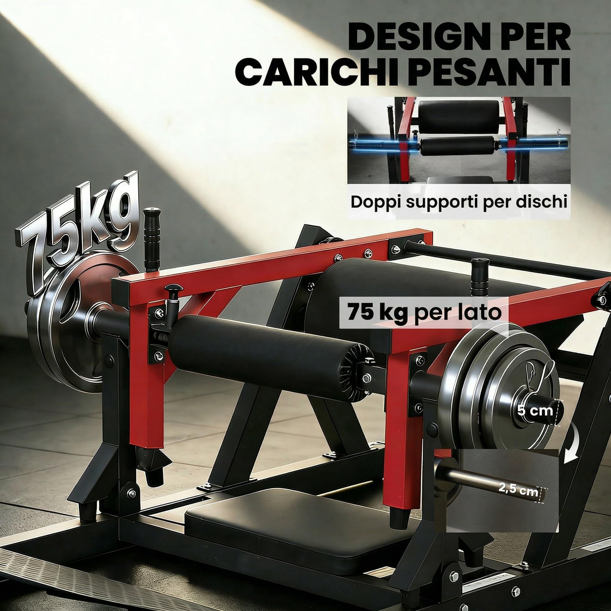 SPORTNOW Macchina Hip Thrust, Macchina per Glutei con Porta Pesi, Pedana Regolabile, Cuscini, Trainer per Glutei Multifunzione con Ruote, Capacità 270 kg, Allenamento Gluteo Addominali Casa Palestra