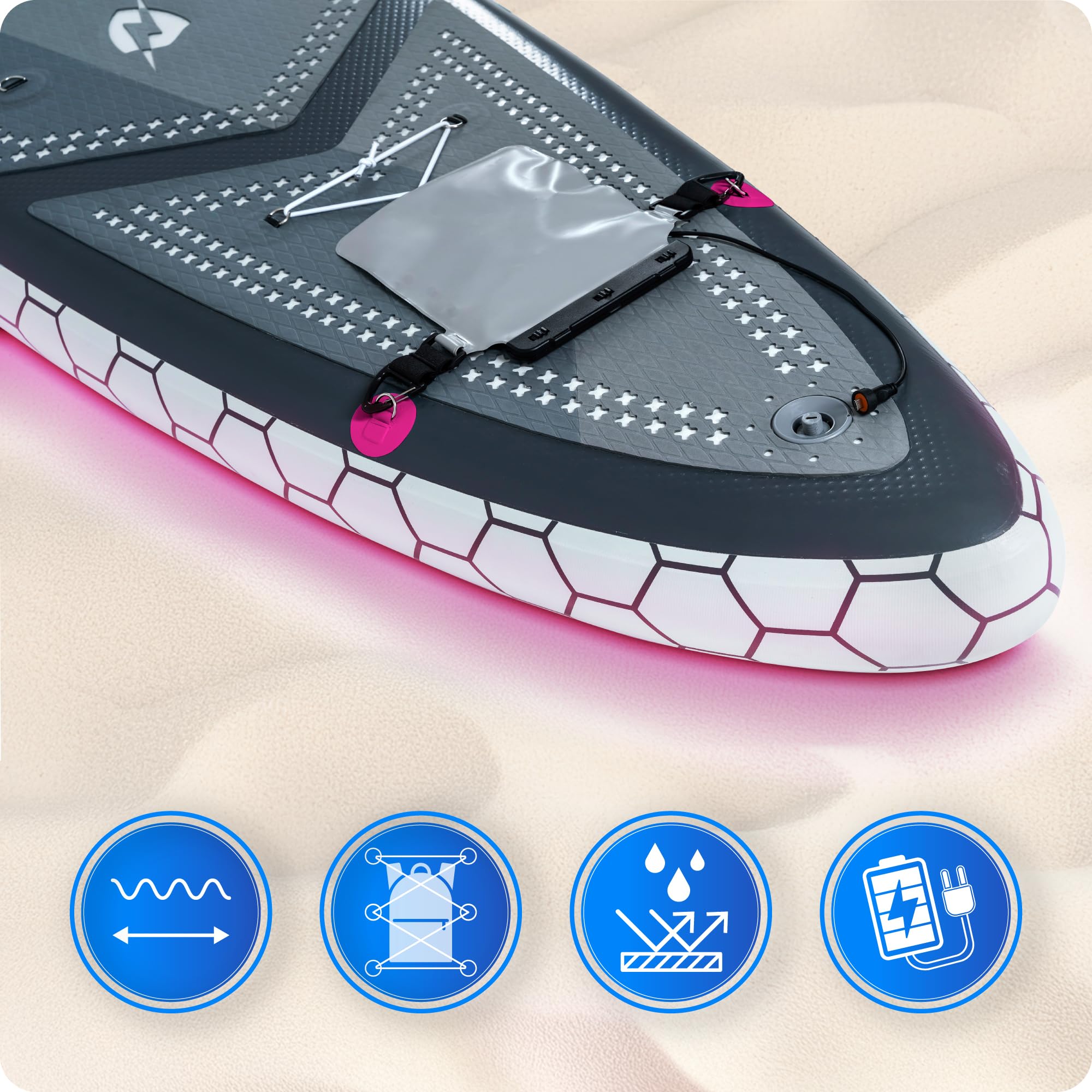 THUNDER Pro LED Sup Board 320 cm avec Siège Kayak – Stand Up Paddle Board Gonflable avec Éclairage RGB LED, Pompe, Pagaie & Sac à Dos – Set Sup jusqu'à 150 kg