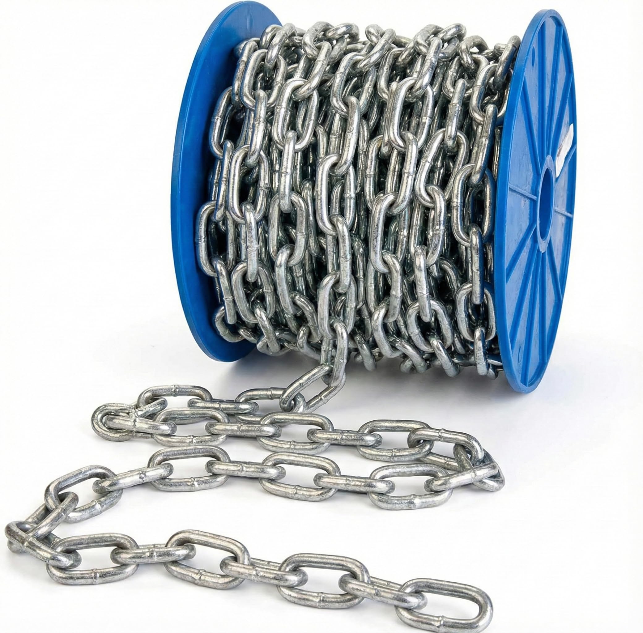 Building Madness Silver Galvanised Steel Chain Heavy Duty General Purpose Farm Chain Welded. (6Mm, 10M)