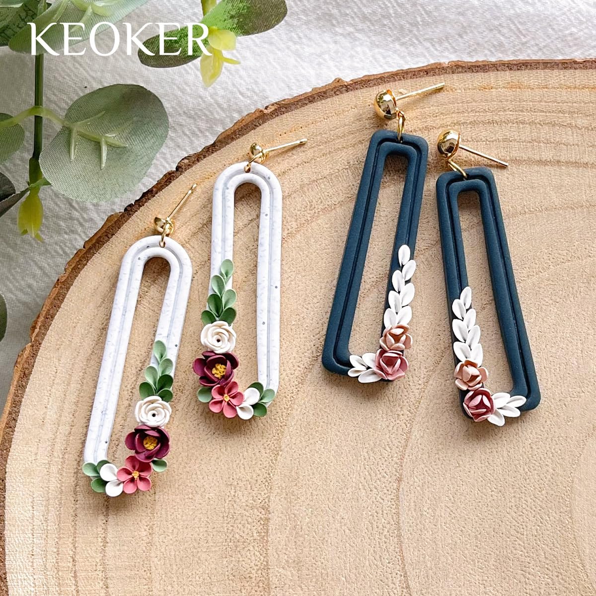 Keoker Lot de 12 emporte-pièces en argile de forme organique, cercles concentriques pour bijoux en argile polymère (couleur extrudée)