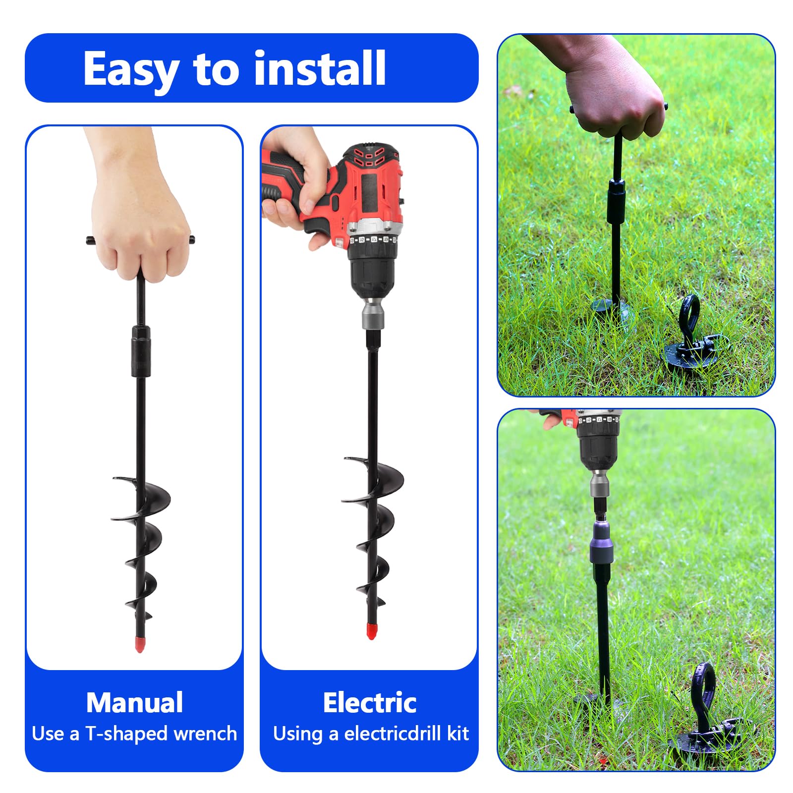 Heavy Duty Dog Tie Out Cable and Stake,30FT Rust Proof Dog Leads Cable for Yard with Swivel Hook,360&deg;Swivel Spiral Dog Stake&Chain Up to 200 lbs,Removable Ground Anchor for Outdoor Beach Camping - image 3