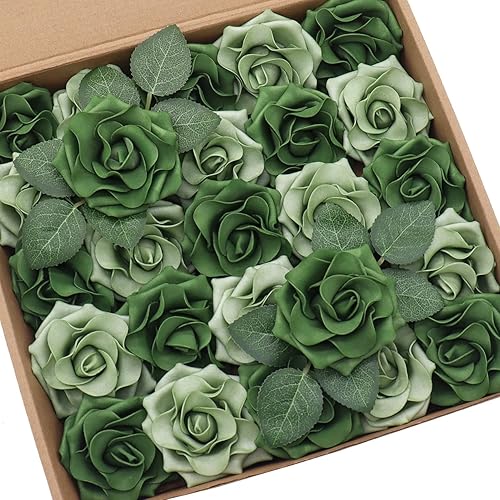 Flores artificiales de 2.5 pulgadas, color naranja quemado, 25 rosas falsas con tallo para ramos de boda, arreglos florales, despedidas de soltera,