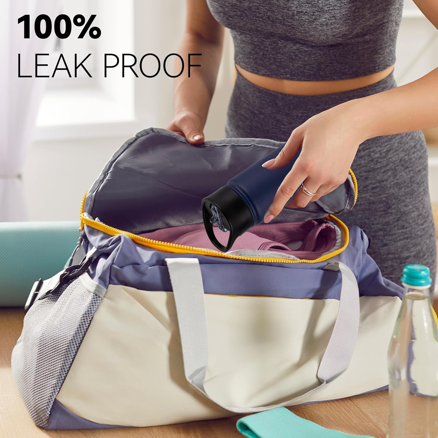 16 oz Insulated Water Bottle Bulk 8 Pack, Straw & Spout Lid, Keep Cold 24H, Spill Proof, BPA-Free, Double Wall, Stainless Steel Kids Water Bottles for School, Sports, Navy Blue