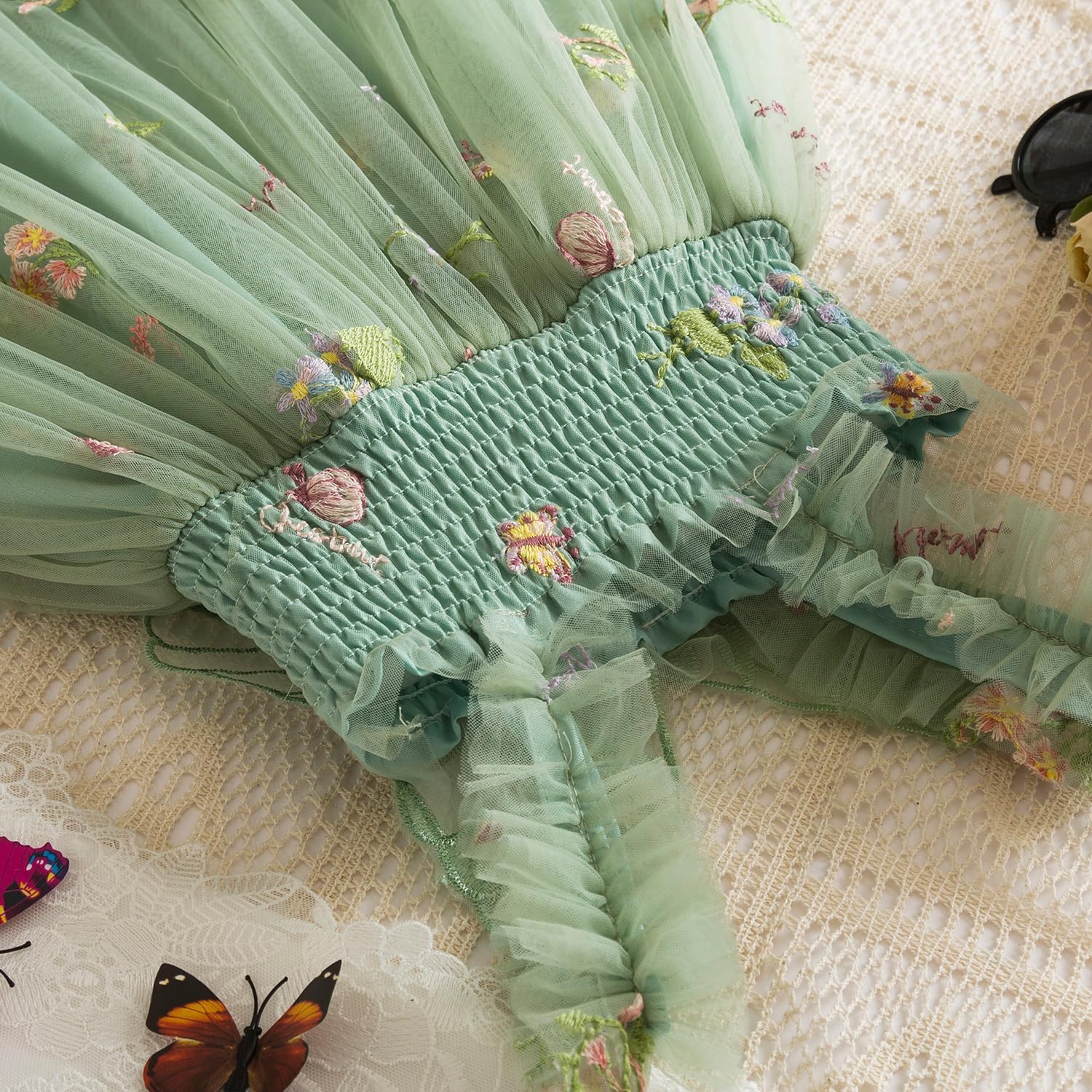 NNJXD Baby Girl Tulle Dress for Toddler Casual Summer Dresses 2150 Green 4-5T image 3 of 6 B0F1SGDW4B