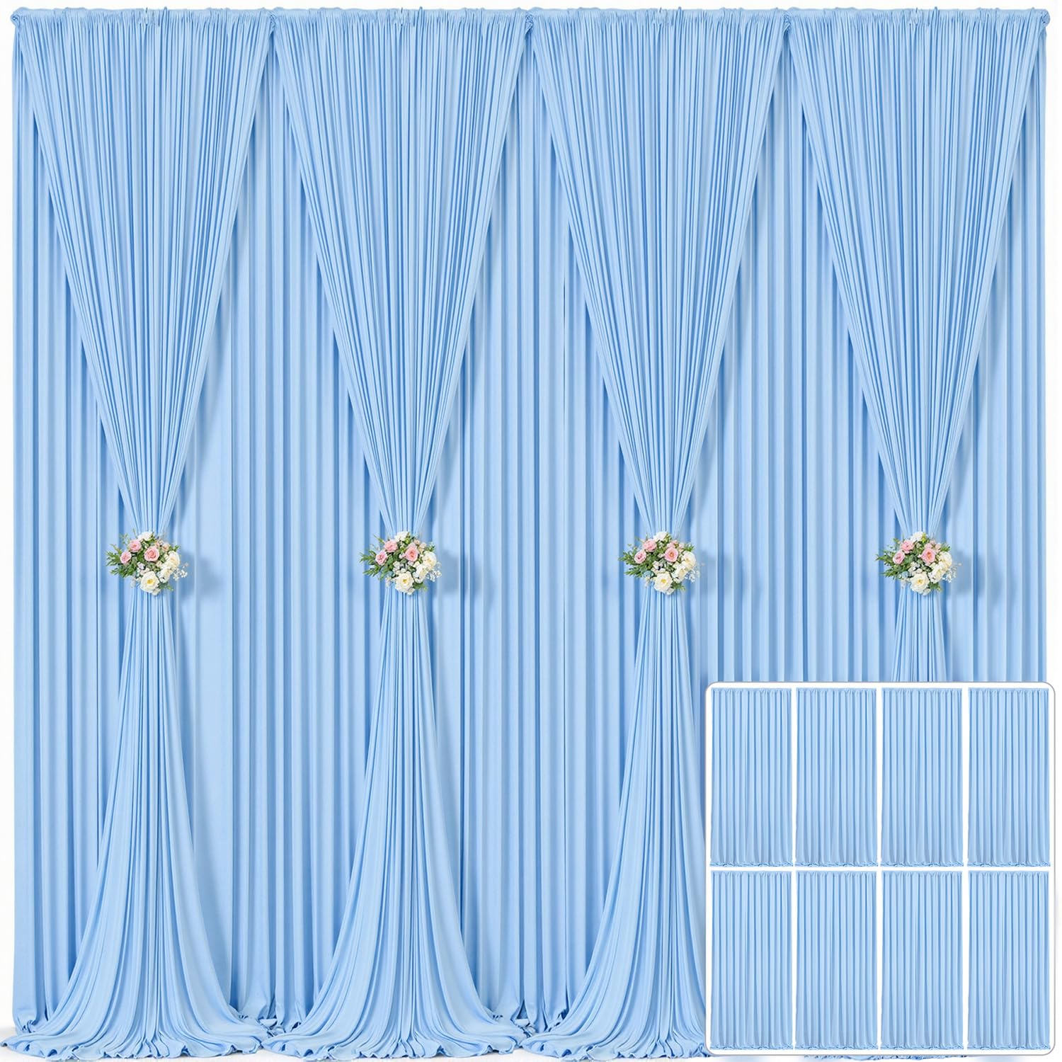 10x10 Champagne Backdrop Curtain for Parties Wedding Baby Shower Wrinkle Free Photo Curtains Backdrop Drapes Fabric Decoration for Bridal Shower 5ft x 10ft,2 Panels — view 100