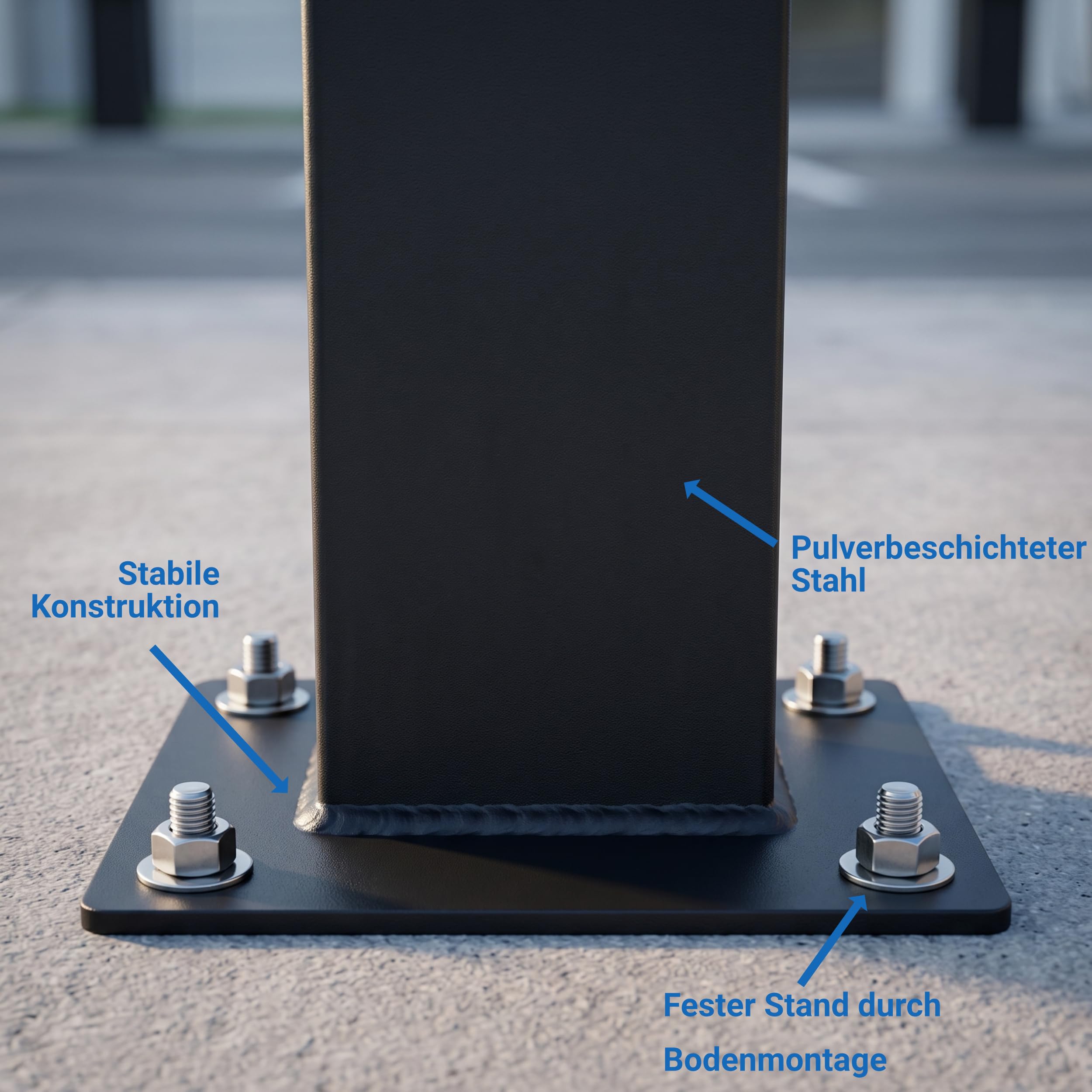 Wallbox Standfuß • Wetterfeste Standsäule, Steele aus kaltgewalztem Stahl mit Pulverbeschichtung • Universeller Wallbox Ständer für Elektroauto Ladestationen • Anthrazit RAL 7016