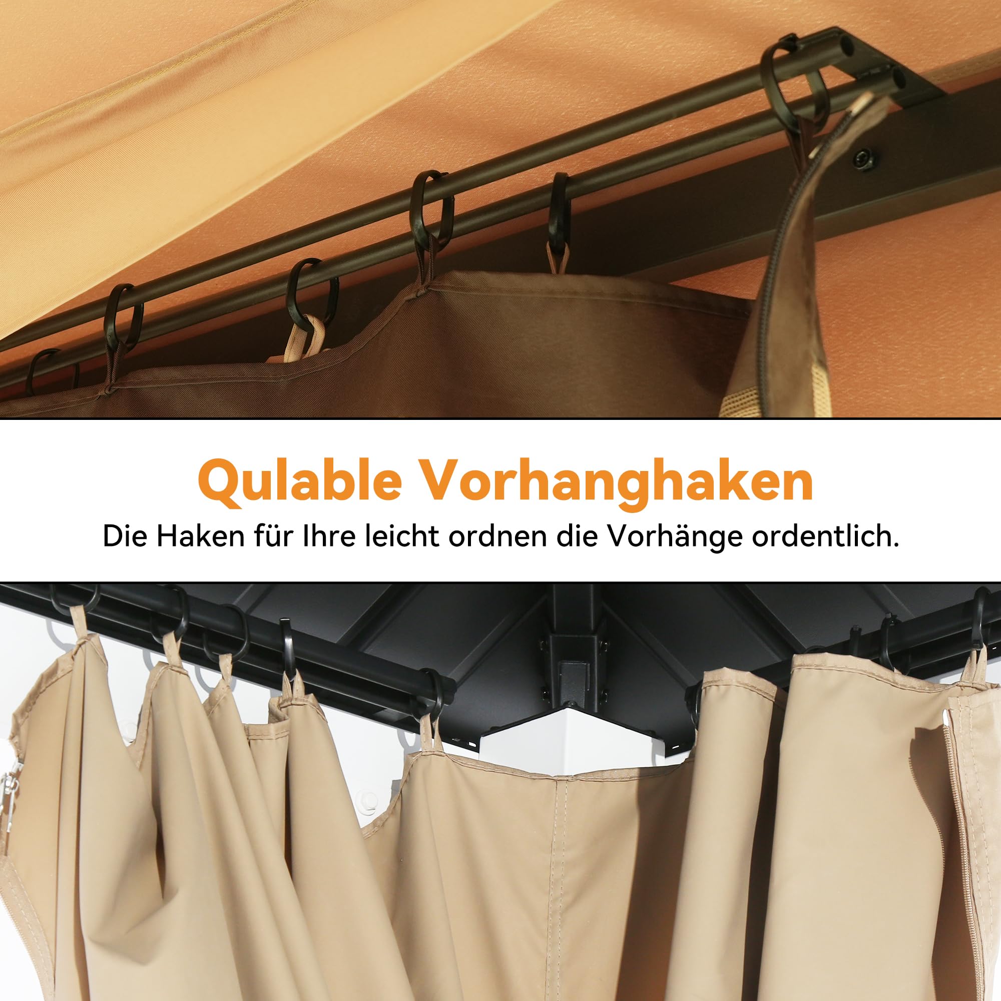 Modern Shade 36 Stück Pavillon Vorhanghaken Haken, Verschiebbare Ringhaken, Ringe an Schienen für Vorhänge Moskitonetz Pavillonvorhänge, Kunststoffhaken für Pavillons Seitenwand Vorhänge (Rund-Haken)
