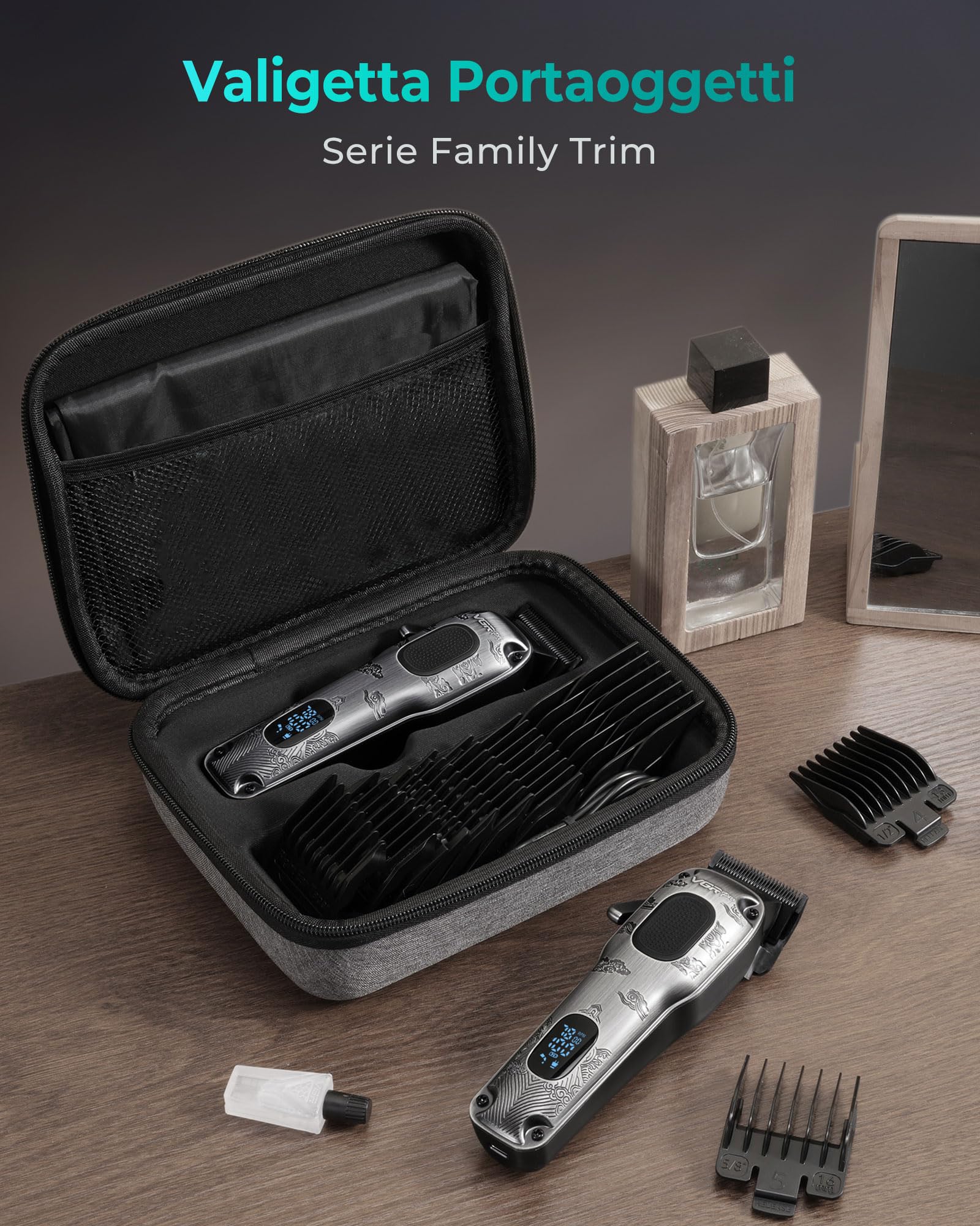 VGRPRO tagliacapelli uomo professionale con lame di ricambio, 7000 RPM kit da barbiere per taglio capelli, casa e salone