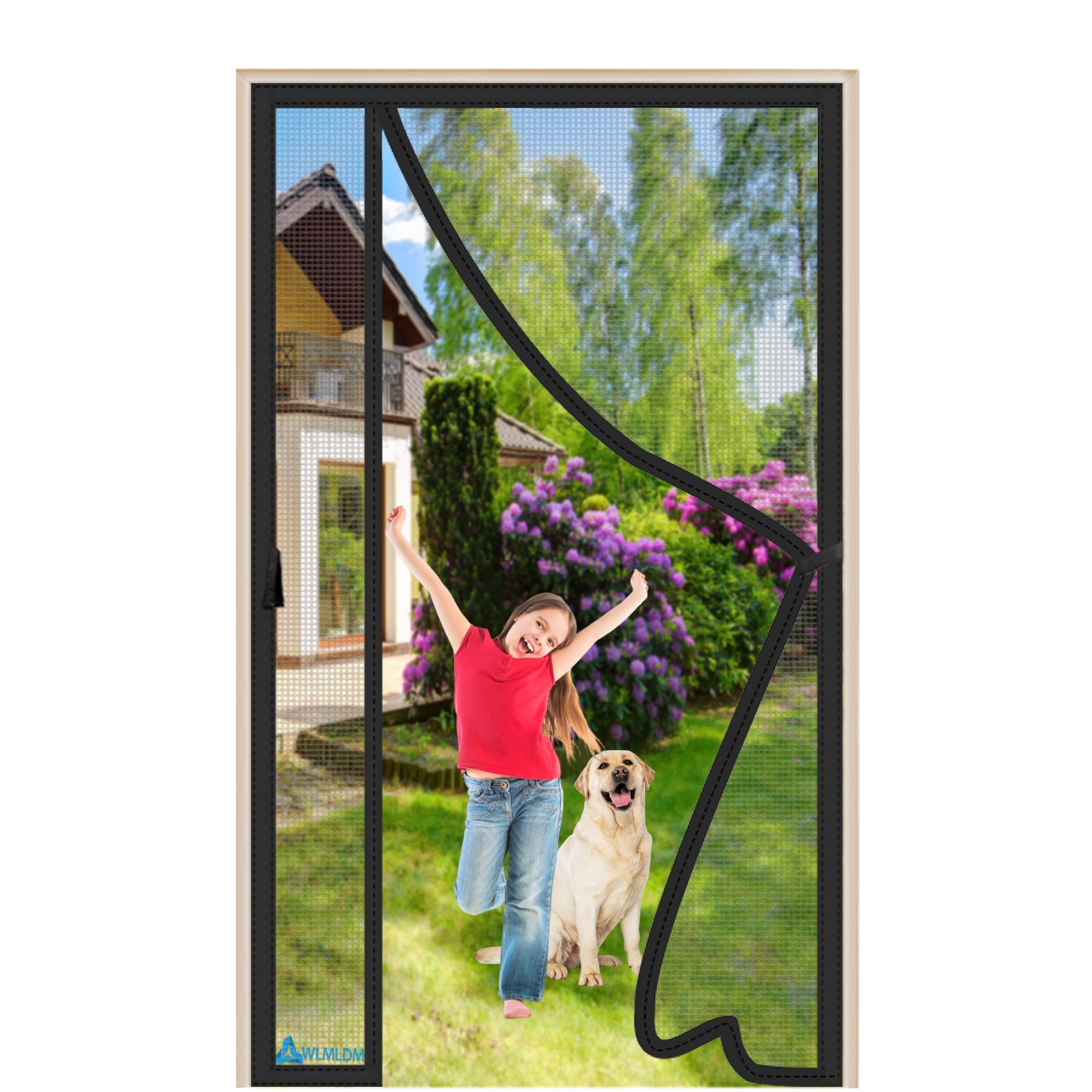 Fliegengitter Balkontür 225x230cm Magnet Insektenschutz Tür Moskitonetz Magnete Automatisch schließen für Balkontür Wohnzimmer Schiebetür Schwarz