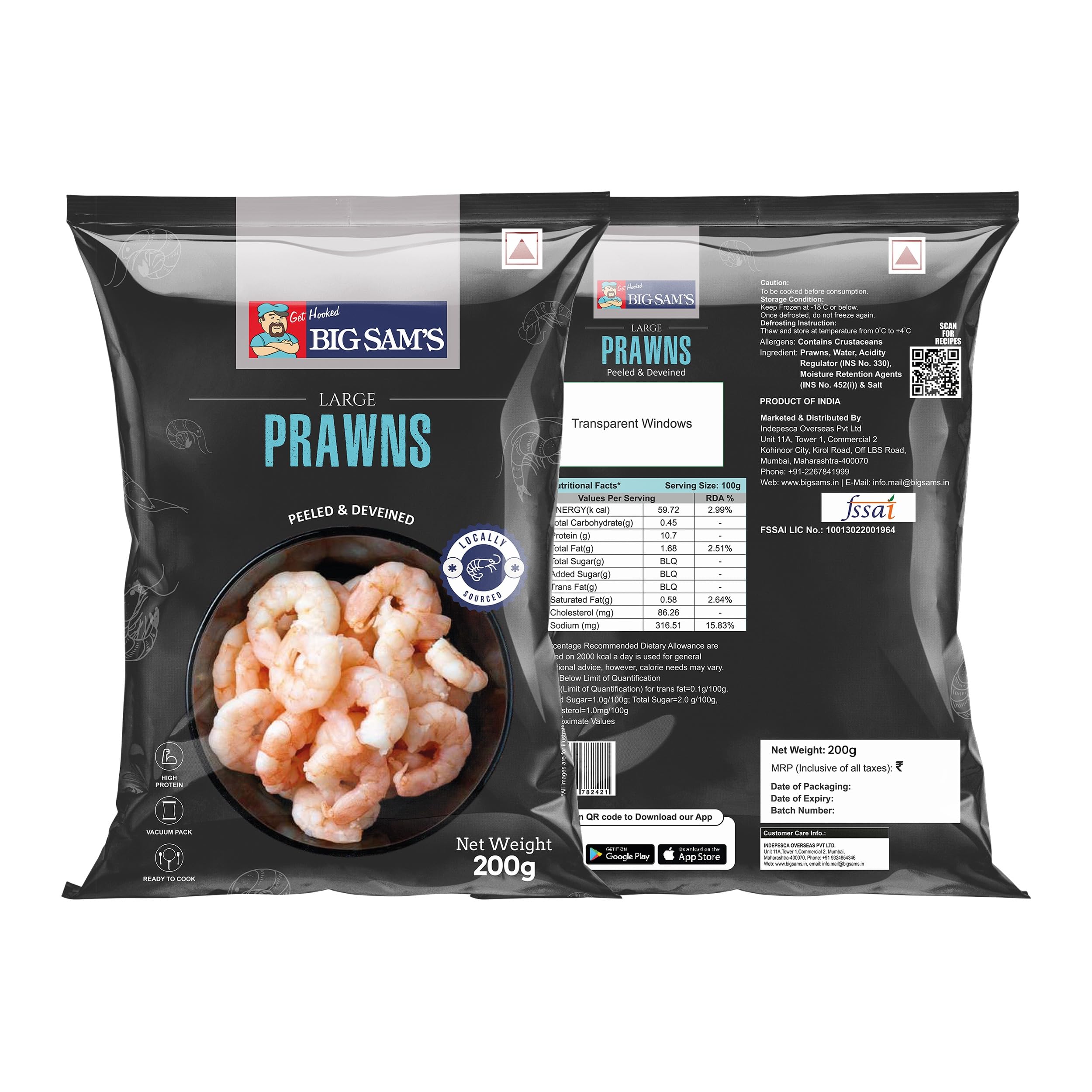 Big Sam's Prawns Large, 200 g