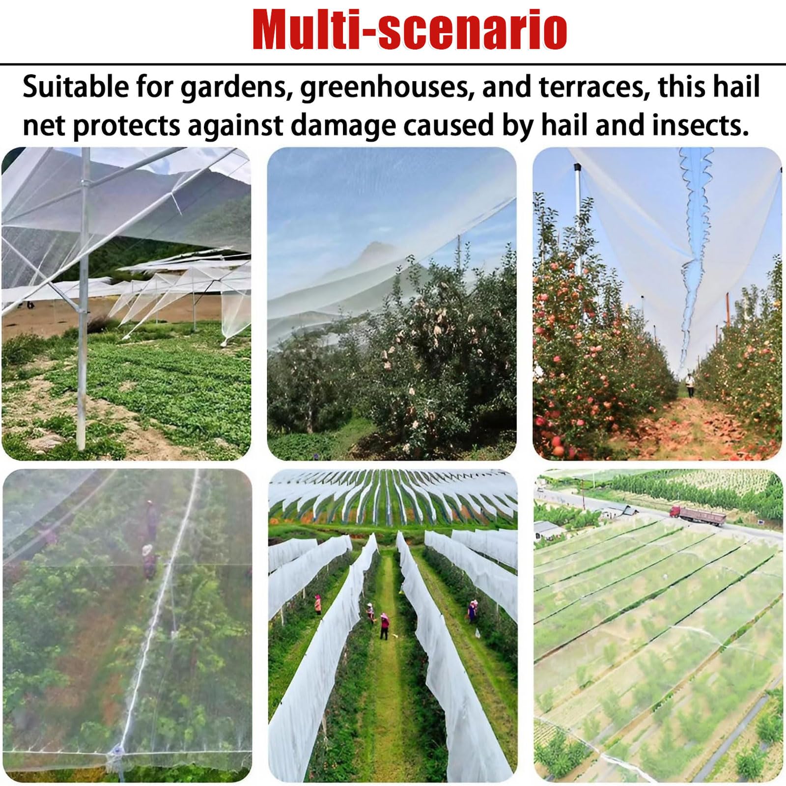 Red Protección De Frutas Y Verduras,Cubierta de Red de protección contra el Granizo de jardín,Malla Anti-PáJaros,Tamaño Cortable,Proteger contra el Granizo los Cultivos y los Frutos
