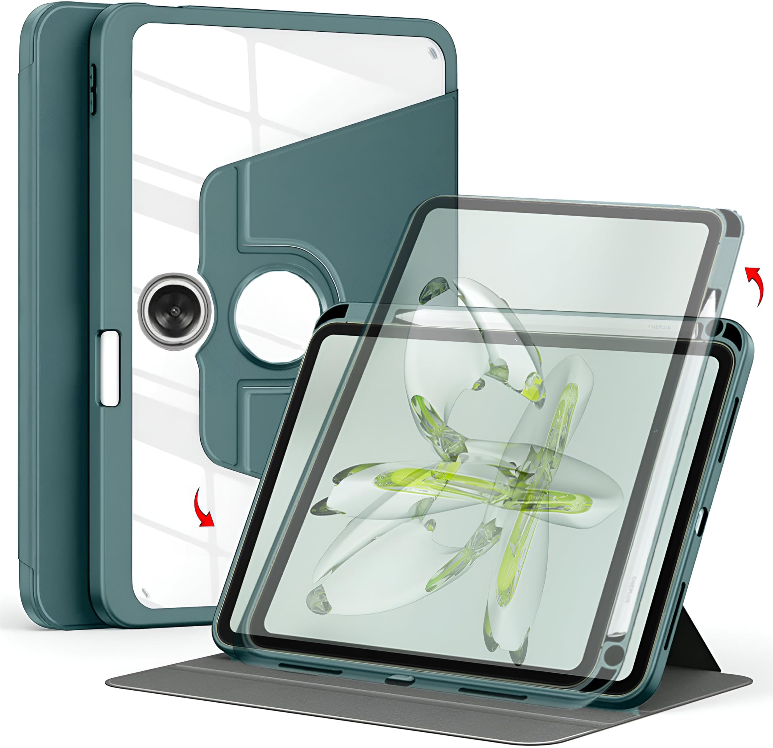ProElite Case for OnePlus Pad Go 11.35 inch Cover, 360 Degree Rotatable Smart Flip Case for OnePlus Pad Go 11.35 inch, Transparent Back with Pen Holder, Dark Green (Will NOT FIT OnePlus Pad 11.6) (B0D49LWZ87) Amazon Price History, Amazon Price Tracker