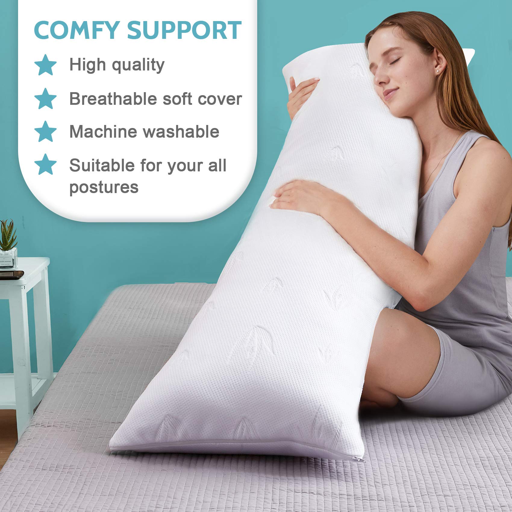 Black Body Pillow Long Pillow For Bed Custom Body Pillow Bolster