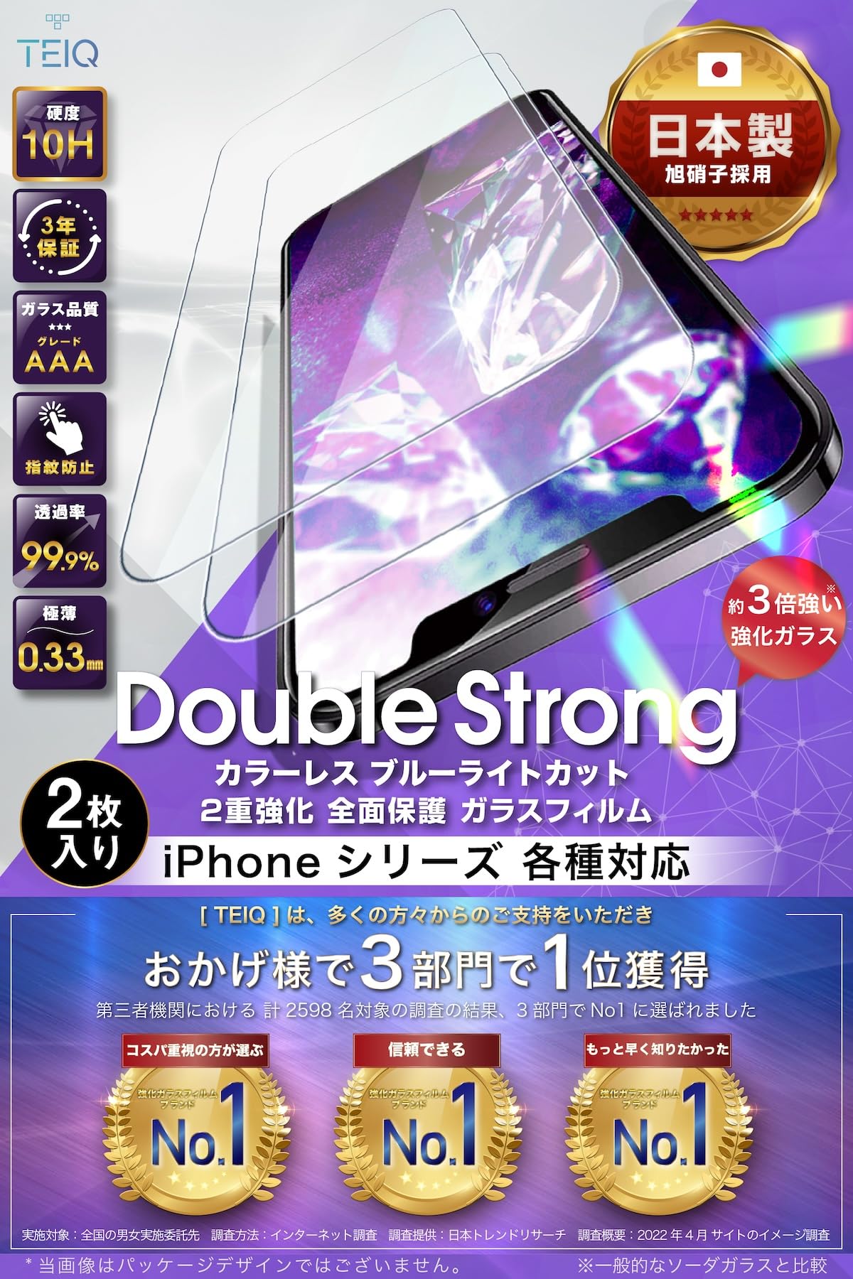 Amazon | TEIQ iPhone 15 Plus ガラスフィルム ブルーライトカット