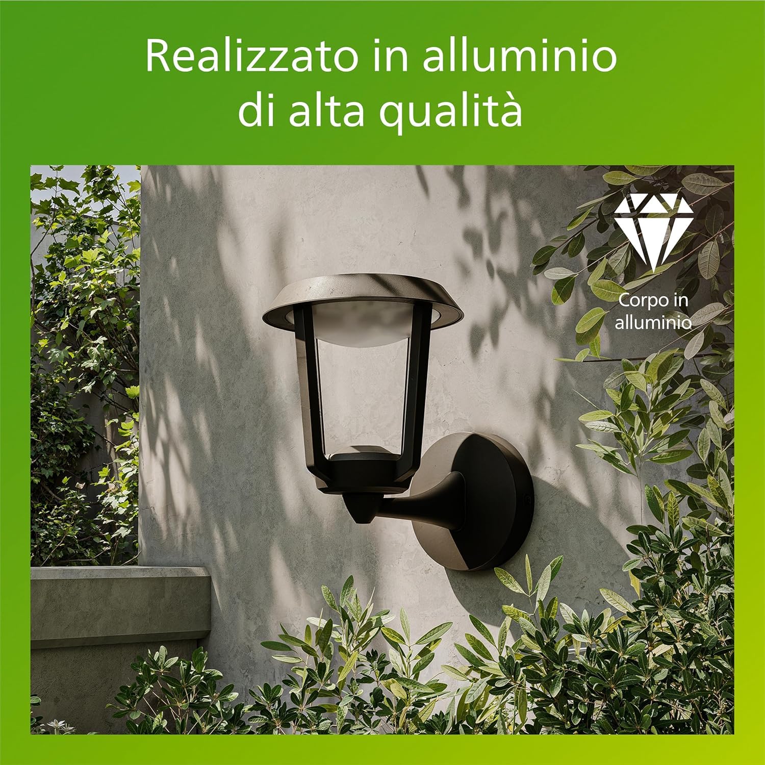 Applique da esterno Philips Nuvy, 800 lm, 2700 K, PowerShield, IP44 resistente alle intemperie, durevole, alluminio, LED integrato, grigio antracite