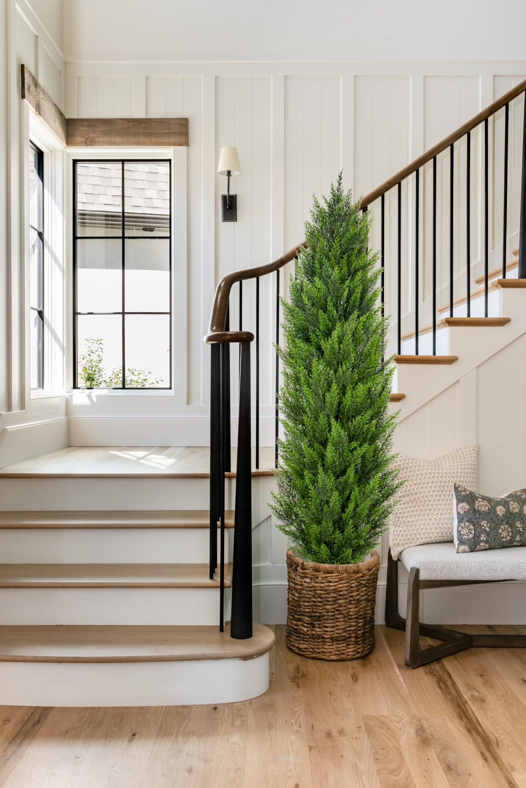 Hollyone 2 árboles de ciprés Artificiales de 150 cm, árboles de topiario Artificiales con Troncos extraíbles, decoración de Cedro Artificial para Interior y Exterior, decoración del hogar, jardín